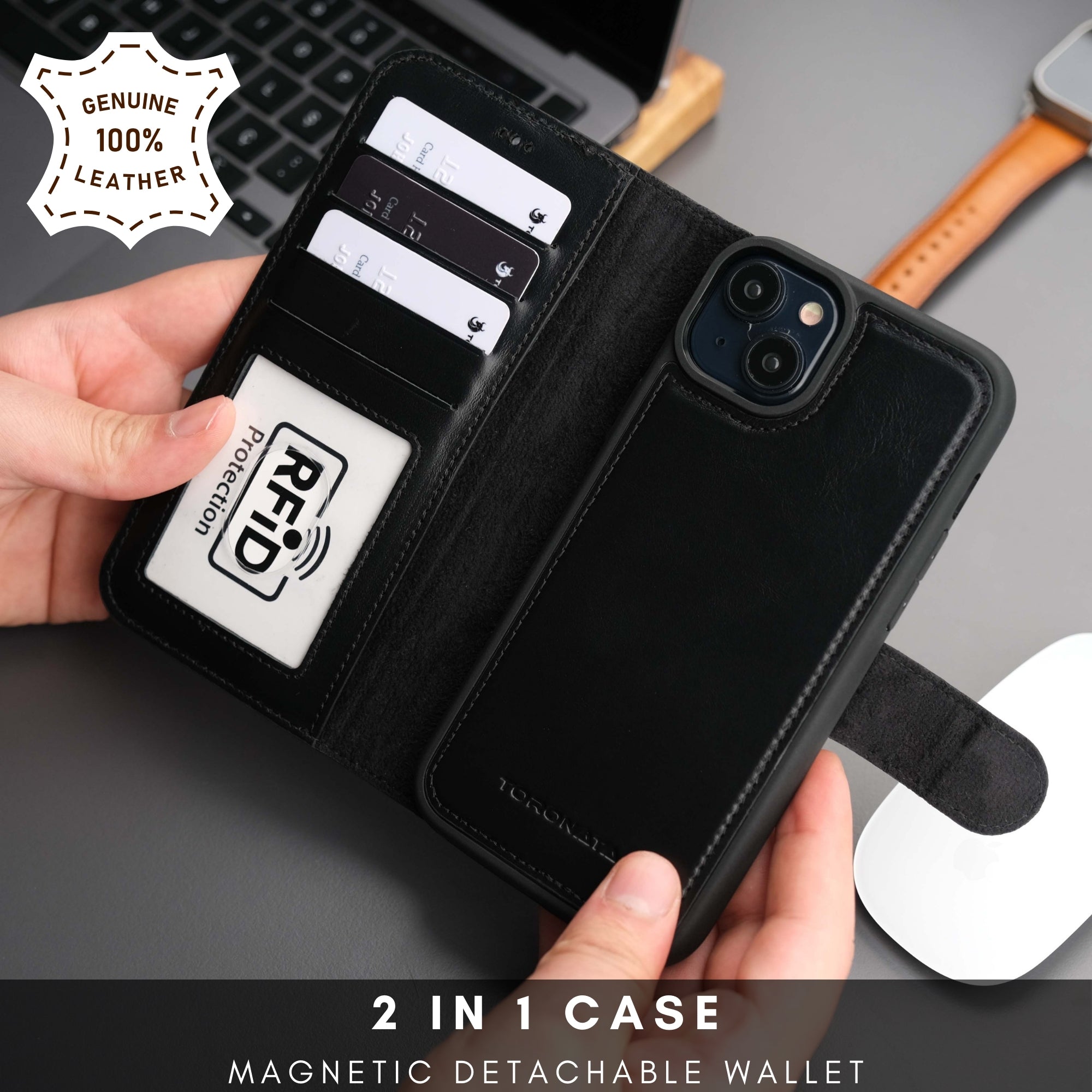 Casper Leather iPhone 15 Wallet Case | MagSafe - TORONATA -