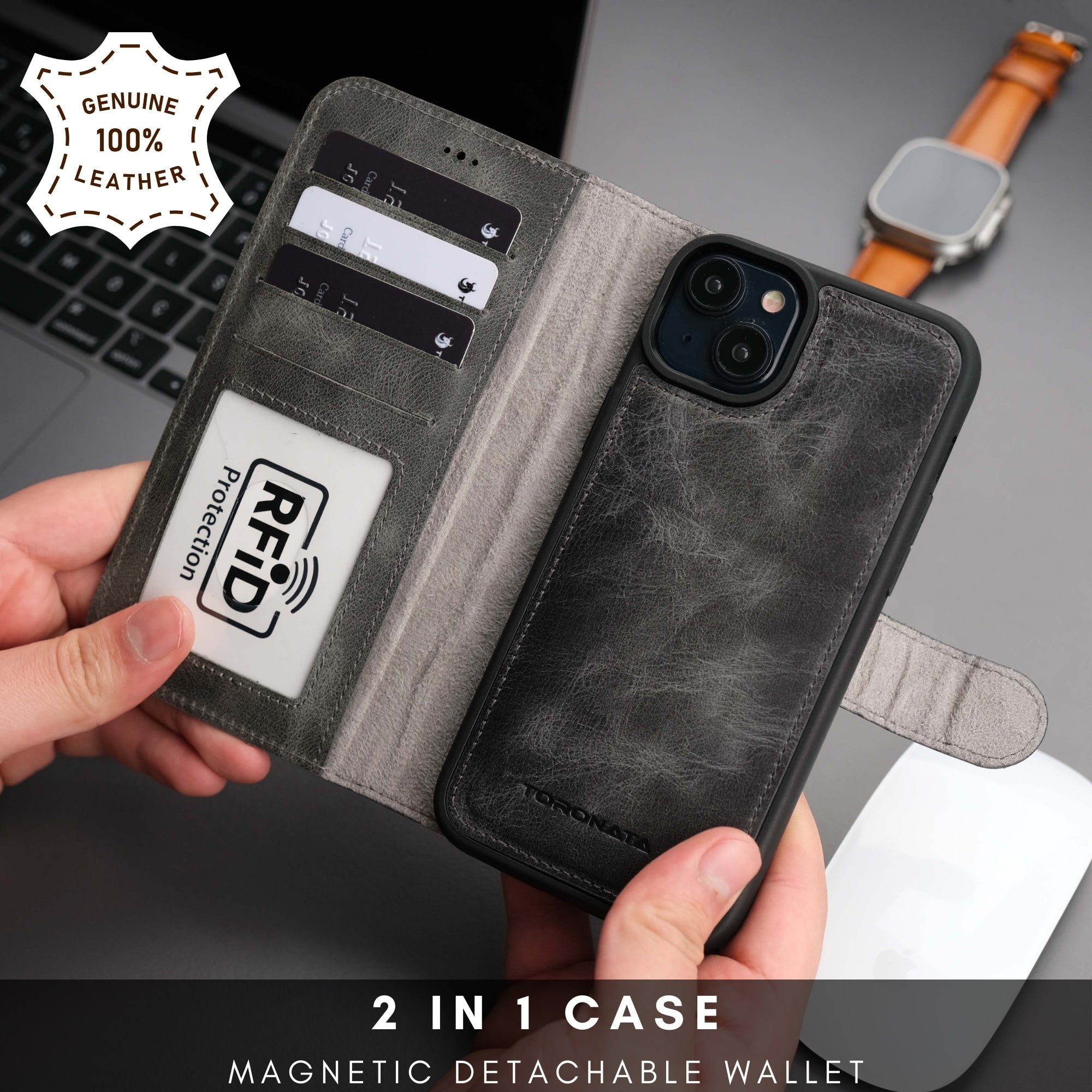 Casper Leather iPhone 15 Wallet Case | MagSafe - TORONATA -