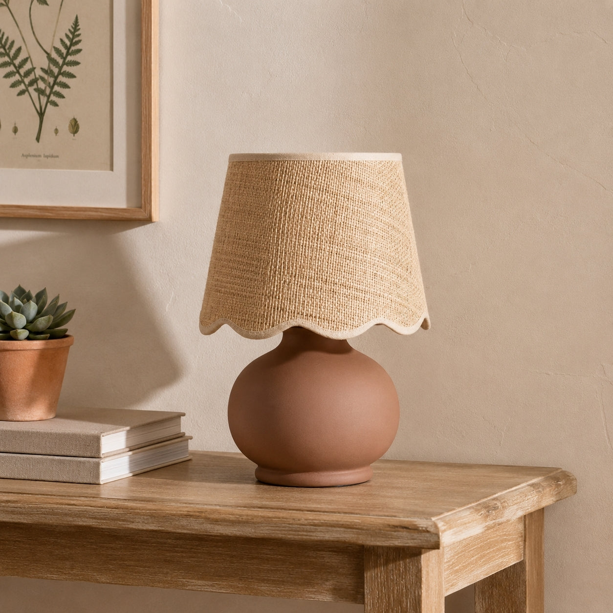 Benton Handmade Ceramic Table Lamp with Cotton Shade