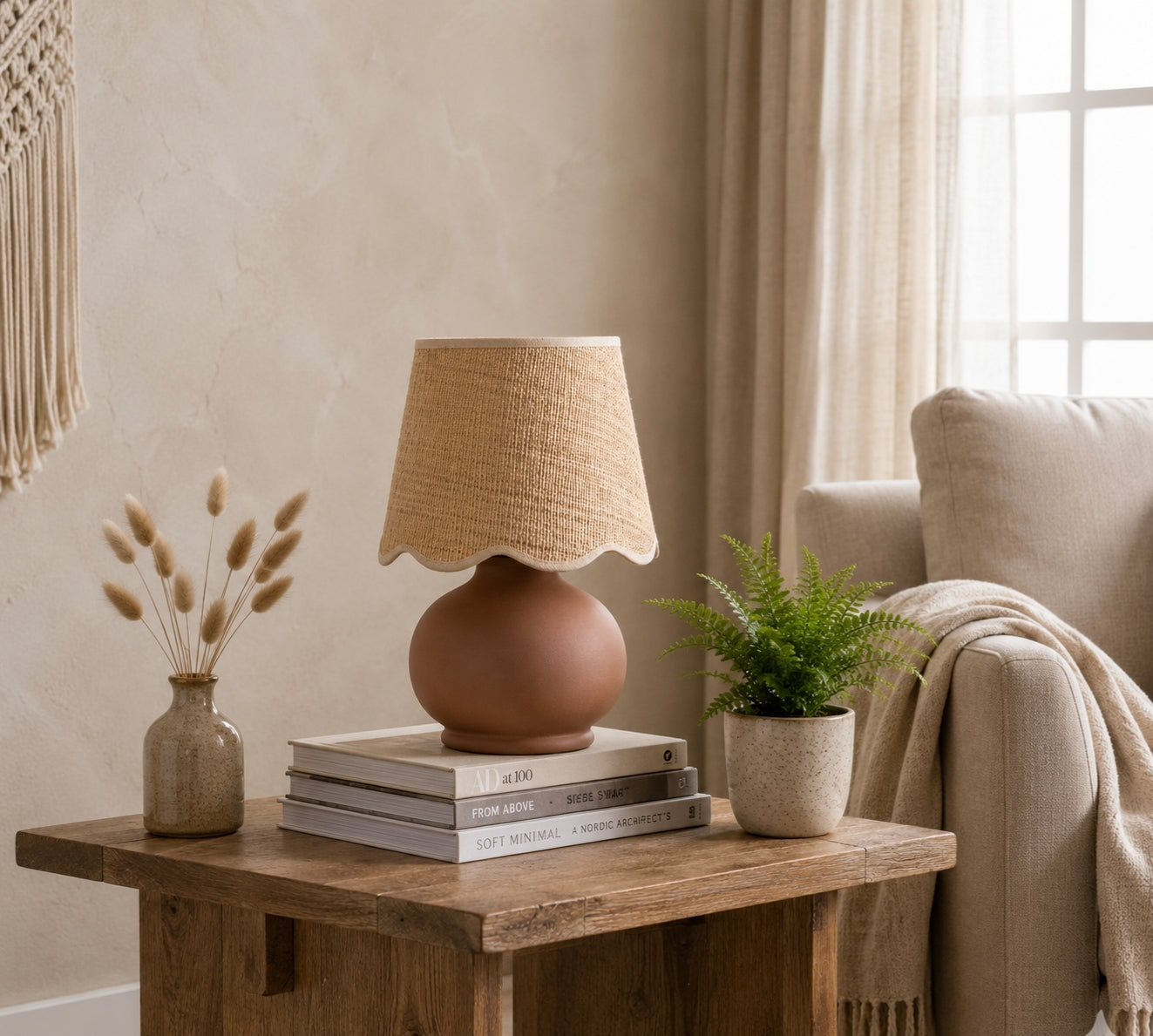 Benton Handmade Ceramic Table Lamp with Cotton Shade