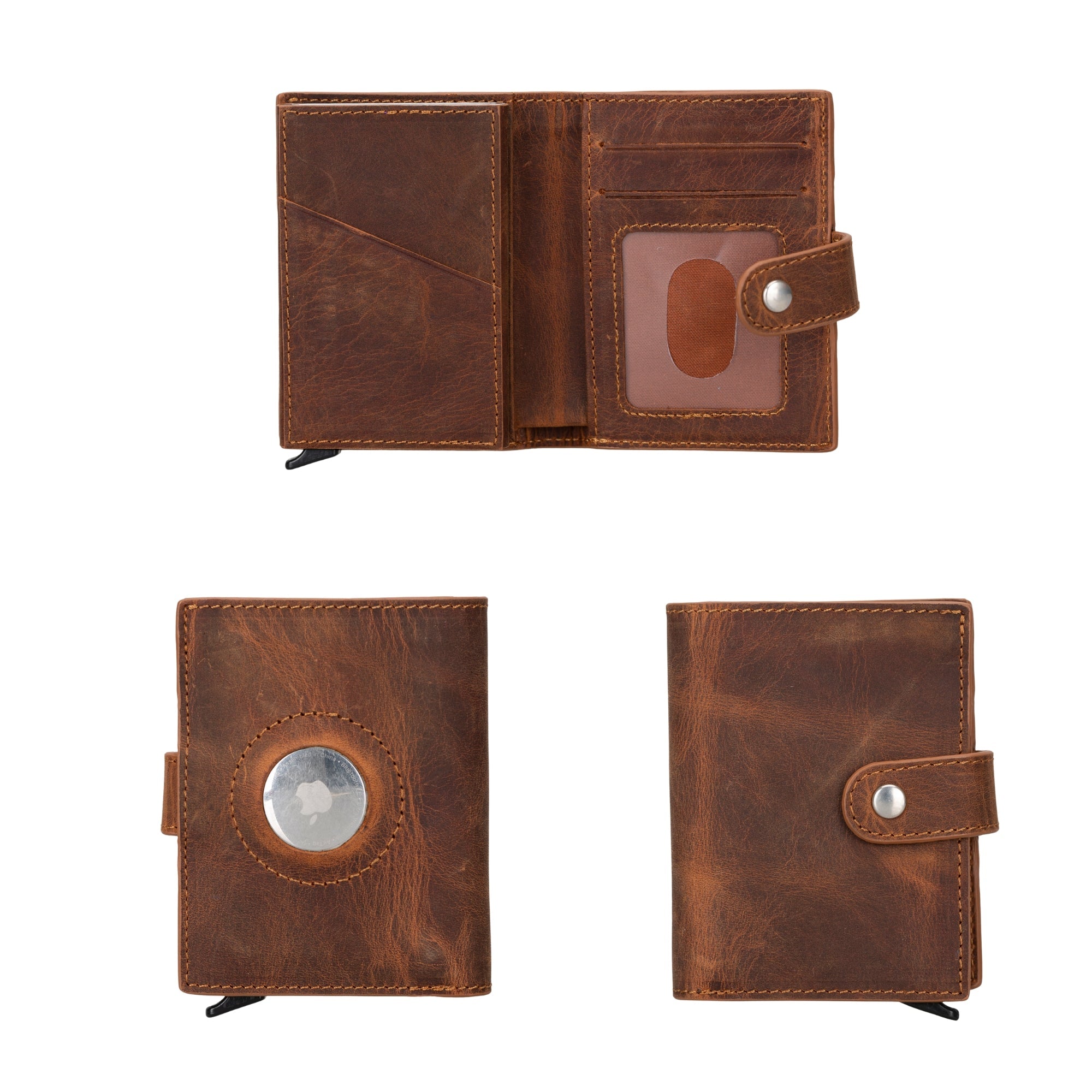douglas leather pop-up cardholder with compatible apple airtag - toronata -