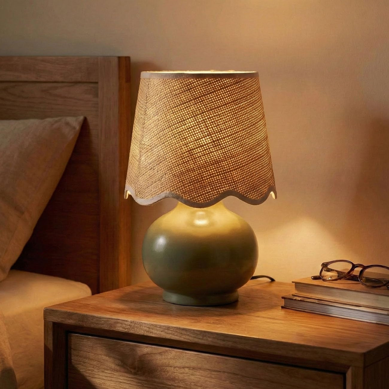 Benton Handmade Ceramic Table Lamp with Cotton Shade