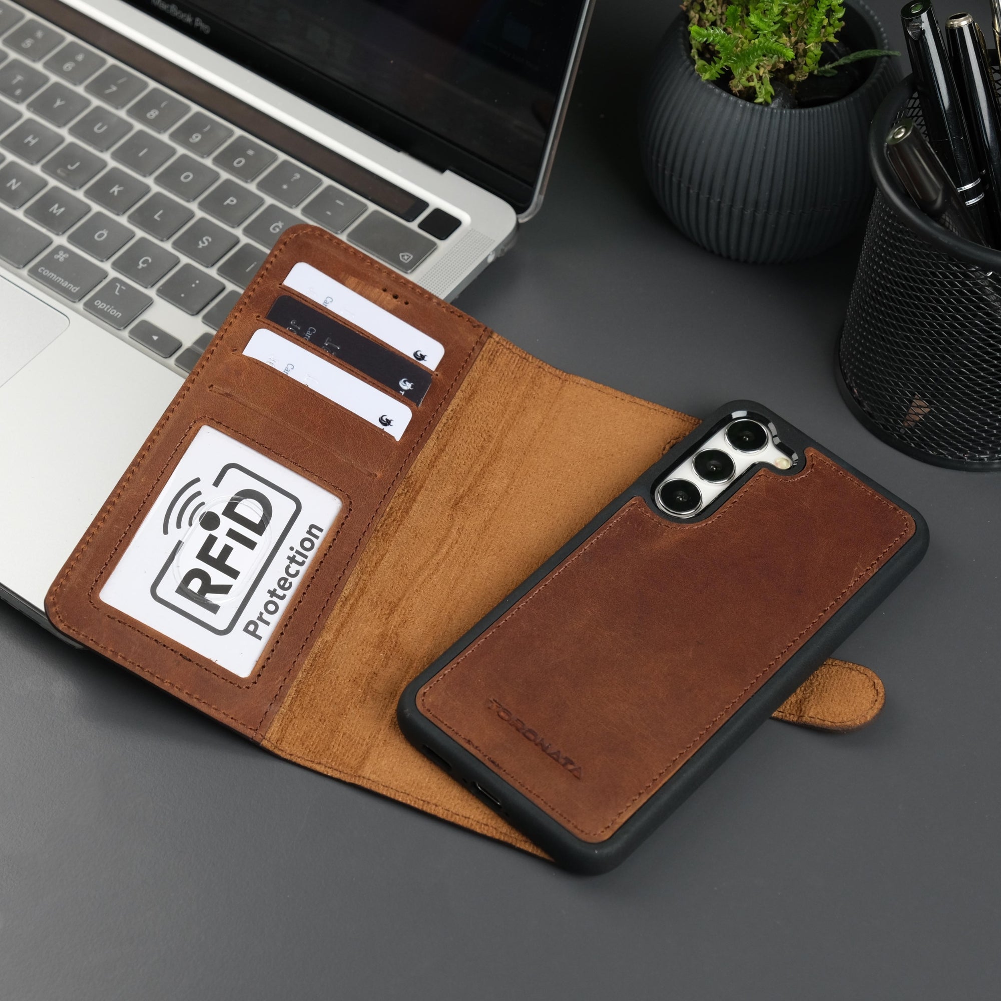 Leather Samsung Galaxy S25 Plus Wallet Case | BuffaloTORONATA - #color_antic-brown