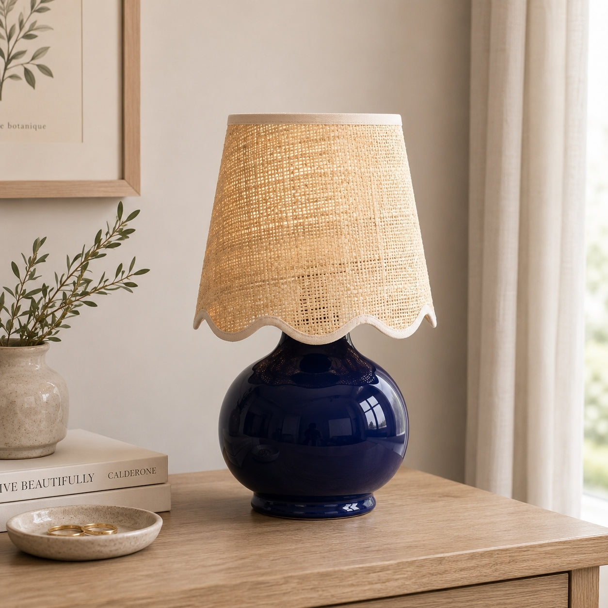 Benton Handmade Ceramic Table Lamp with Cotton Shade