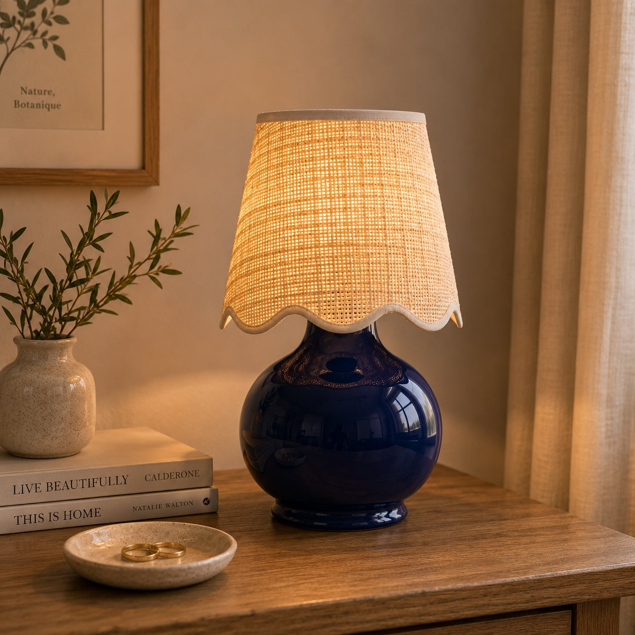 Benton Handmade Ceramic Table Lamp with Cotton Shade