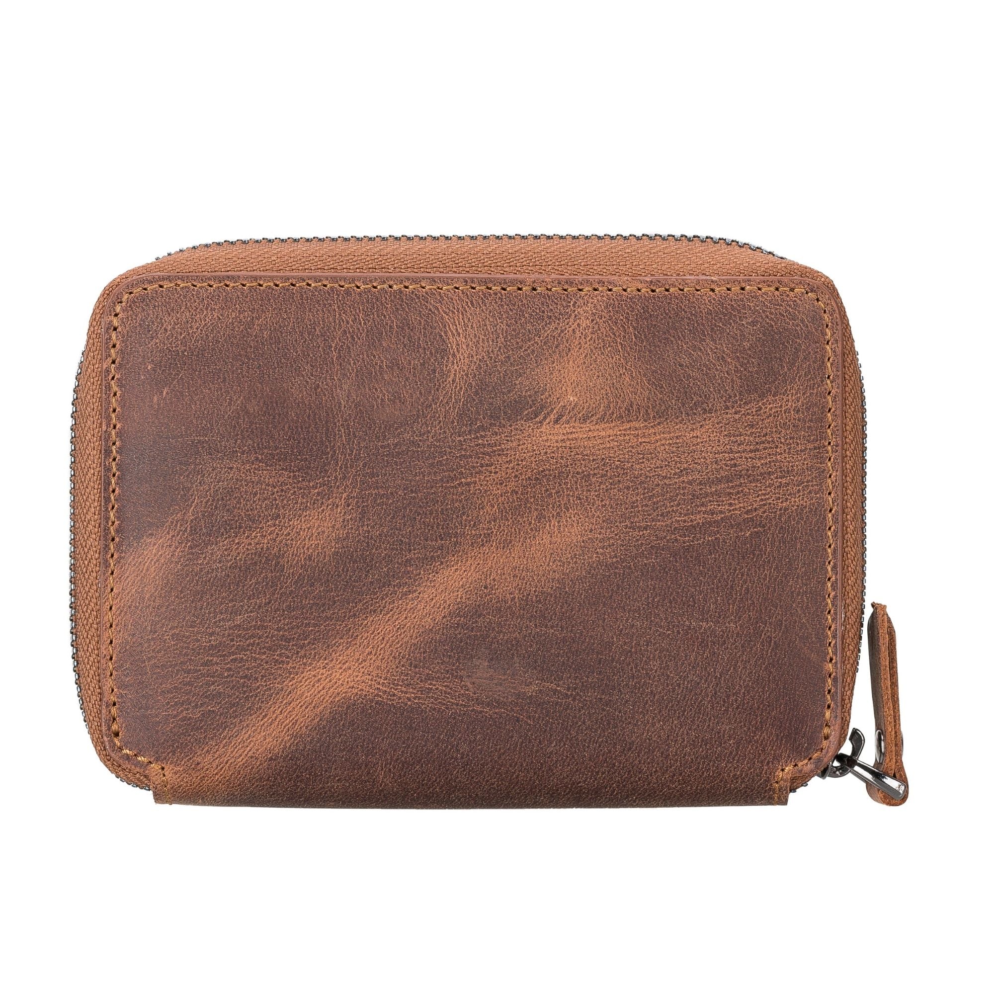 powell handmade unisex leather wallet with zippered compartment - toronata -
