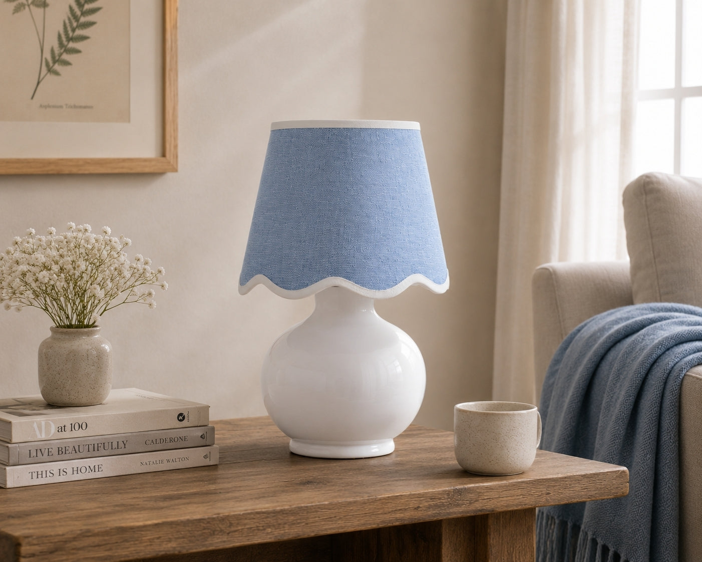 Benton Handmade Ceramic Table Lamp with Cotton Shade