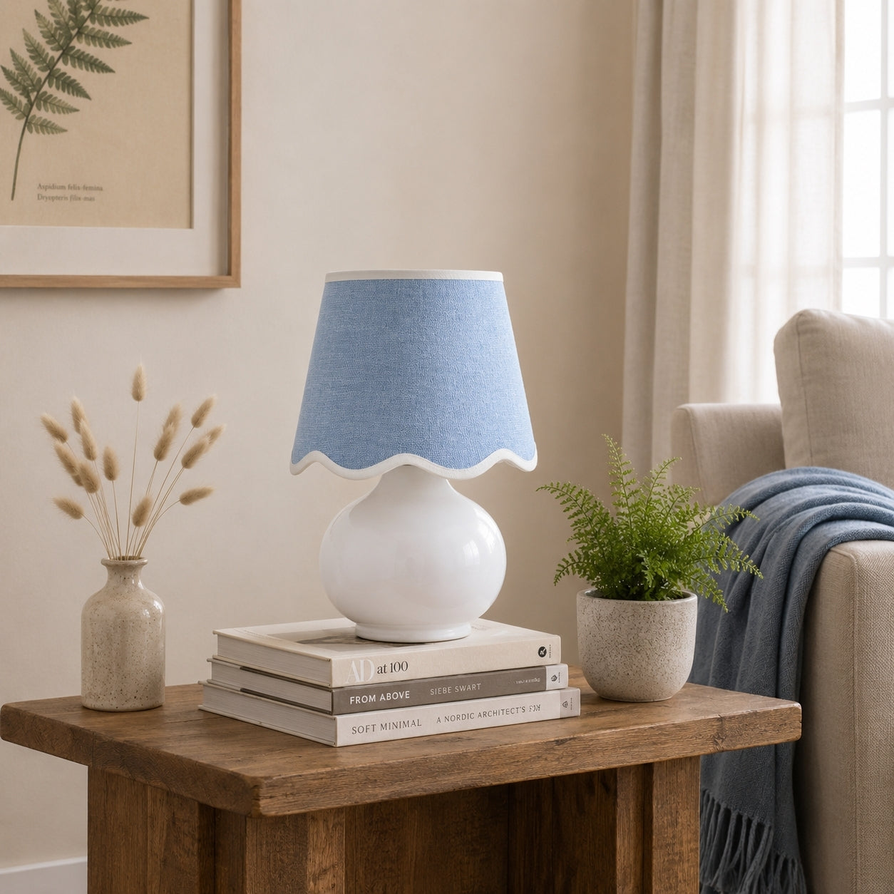 Benton Handmade Ceramic Table Lamp with Cotton Shade