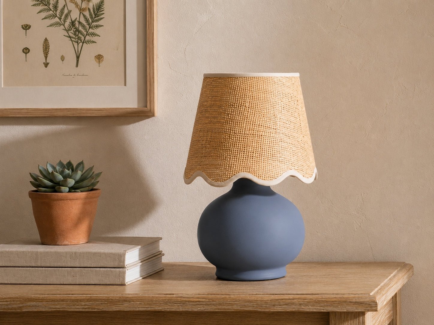 Benton Handmade Ceramic Table Lamp with Cotton Shade