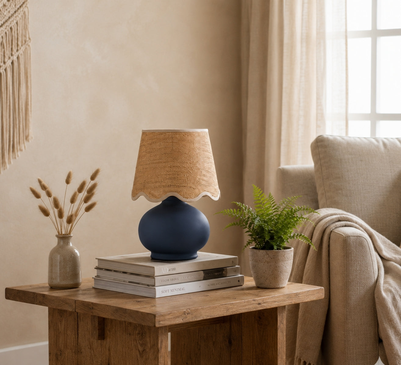 Benton Handmade Ceramic Table Lamp with Cotton Shade