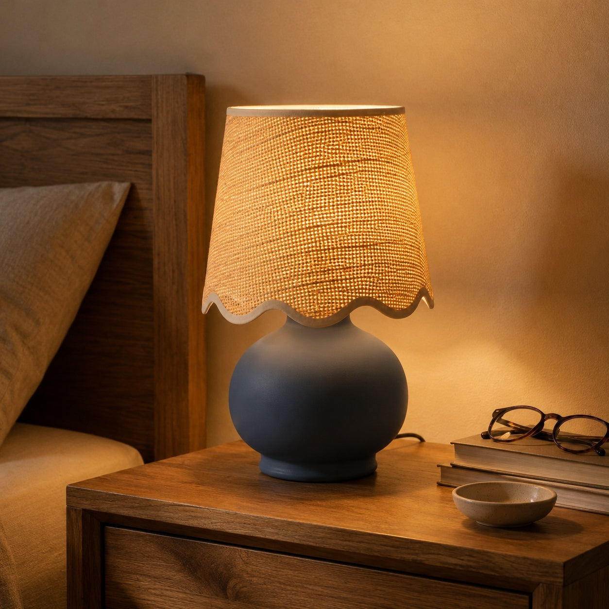 Benton Handmade Ceramic Table Lamp with Cotton Shade