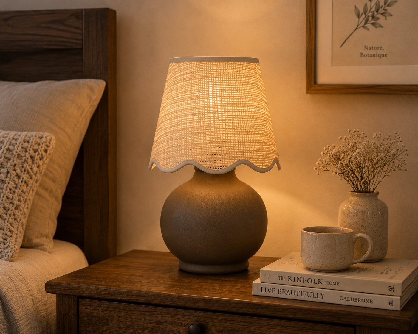Benton Handmade Ceramic Table Lamp with Cotton Shade