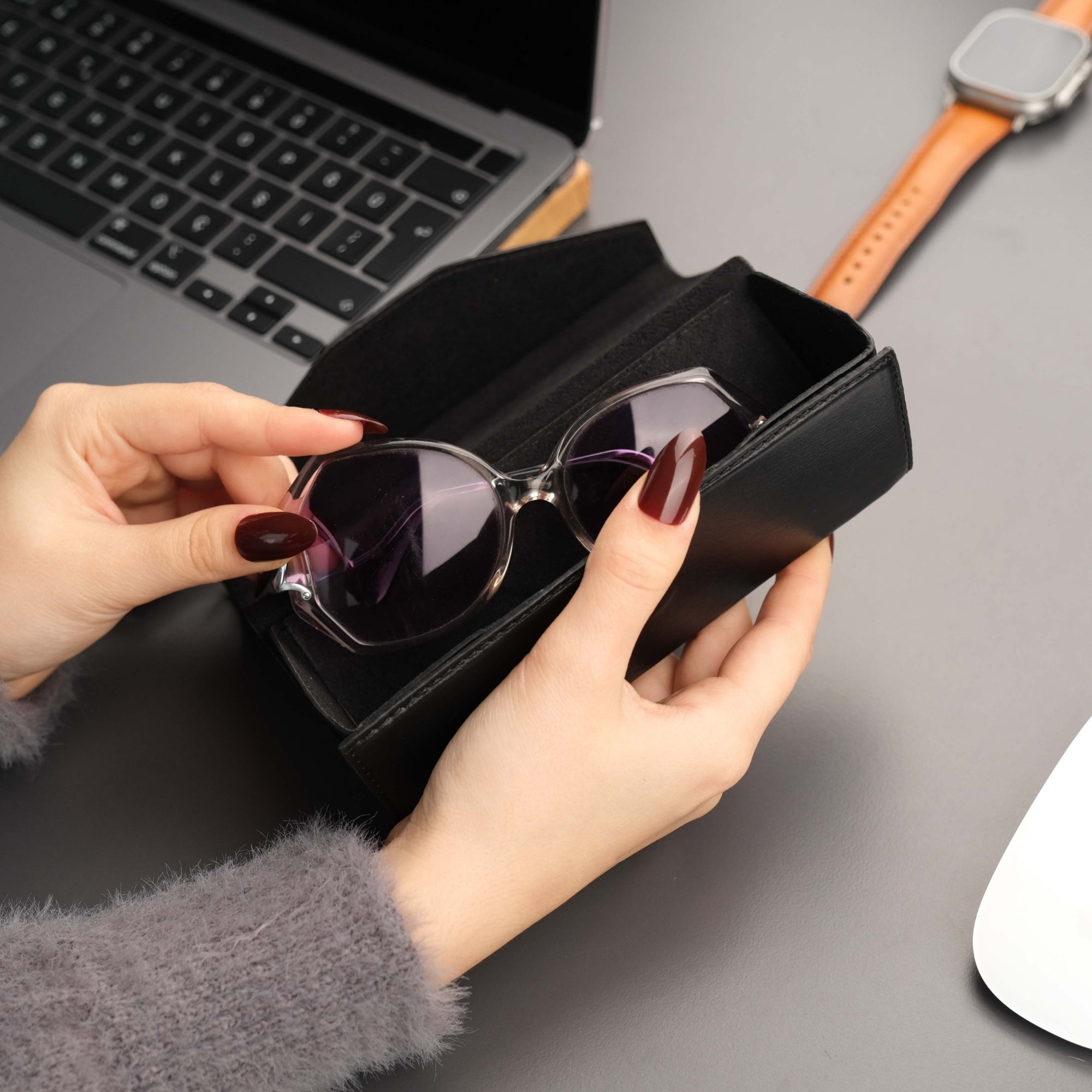 triangle leather cases for eyeglass or sunglasses - toronata -