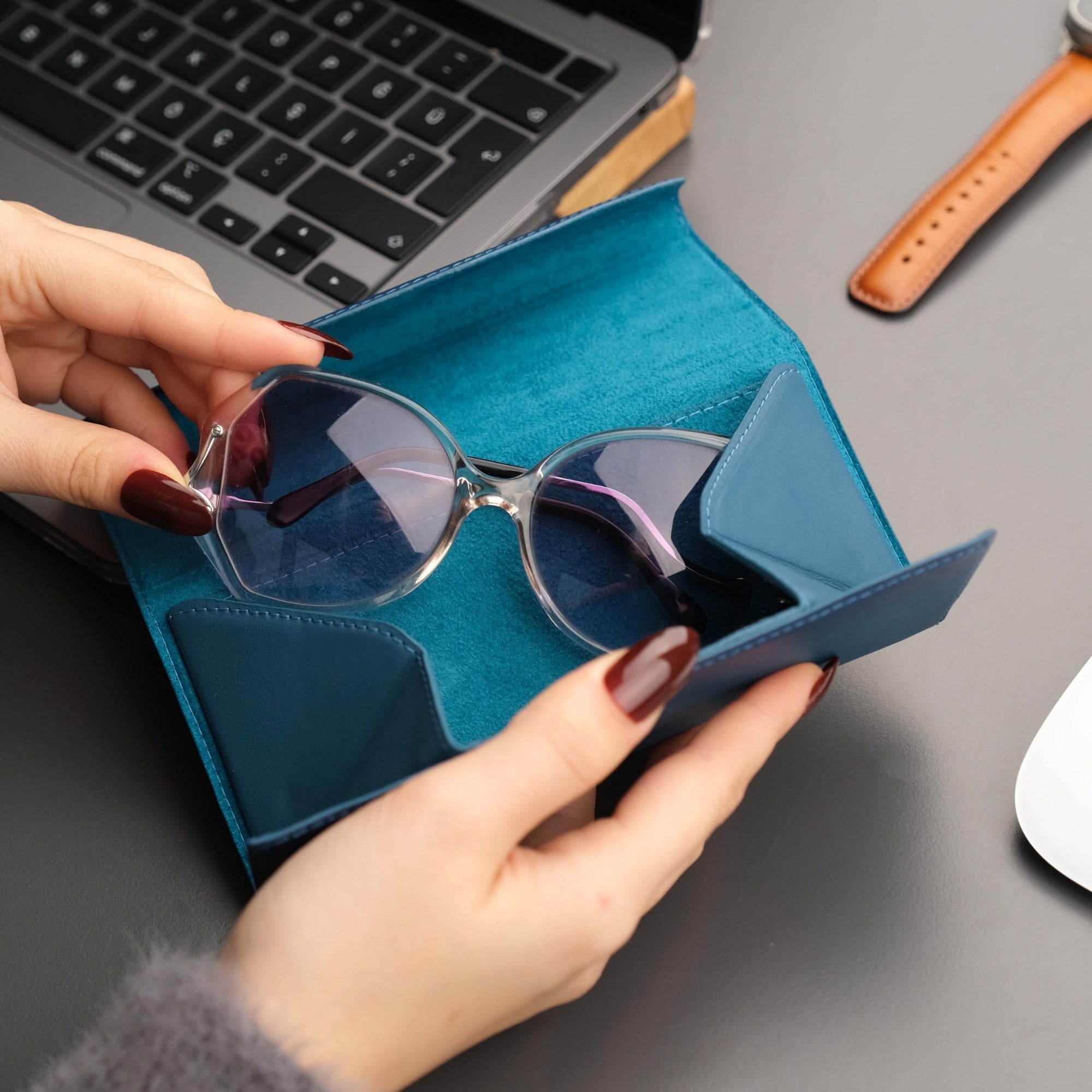 triangle leather cases for eyeglass or sunglasses - toronata -