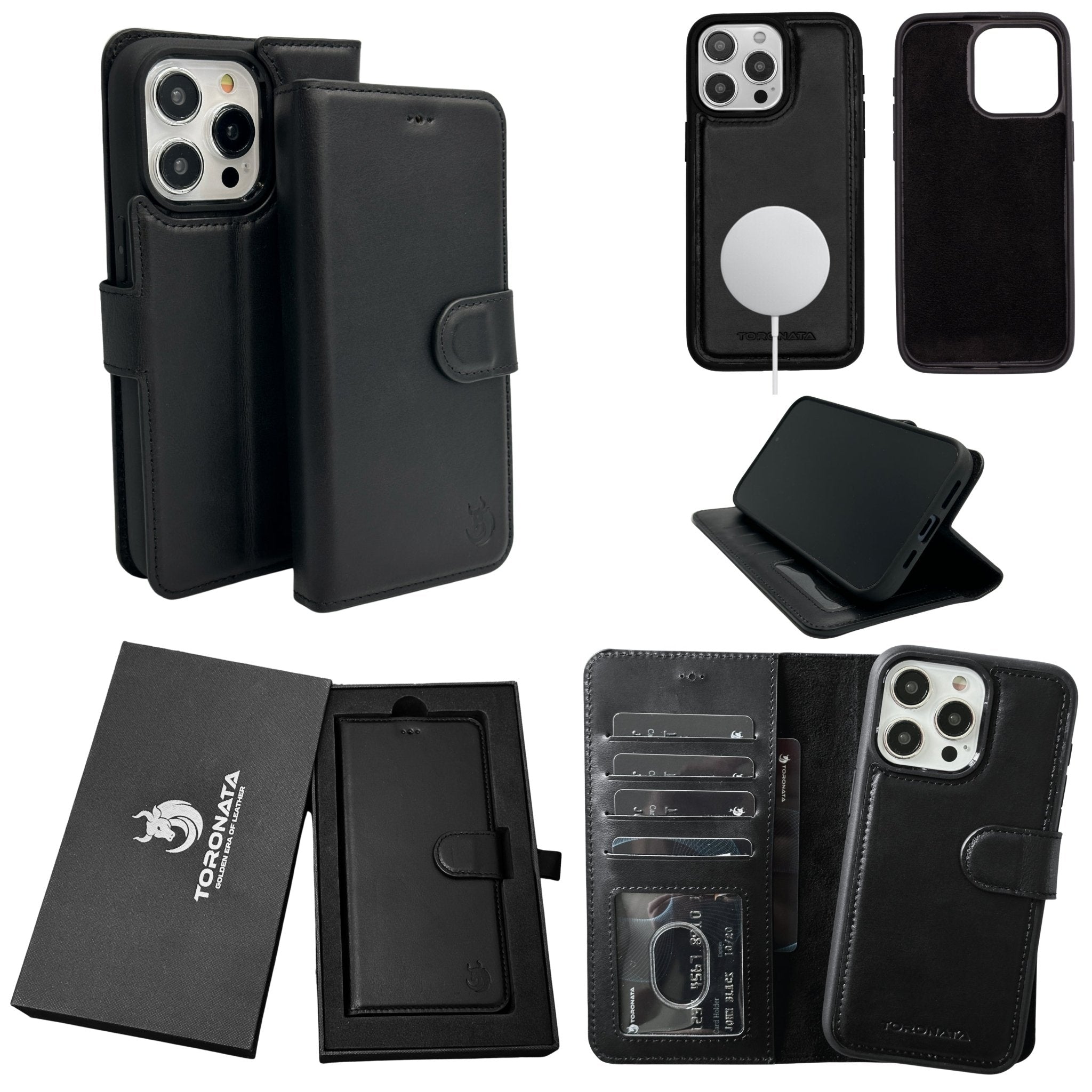 Vegas iPhone 15 Plus Wallet Case | MagSafe-Black---TORONATA