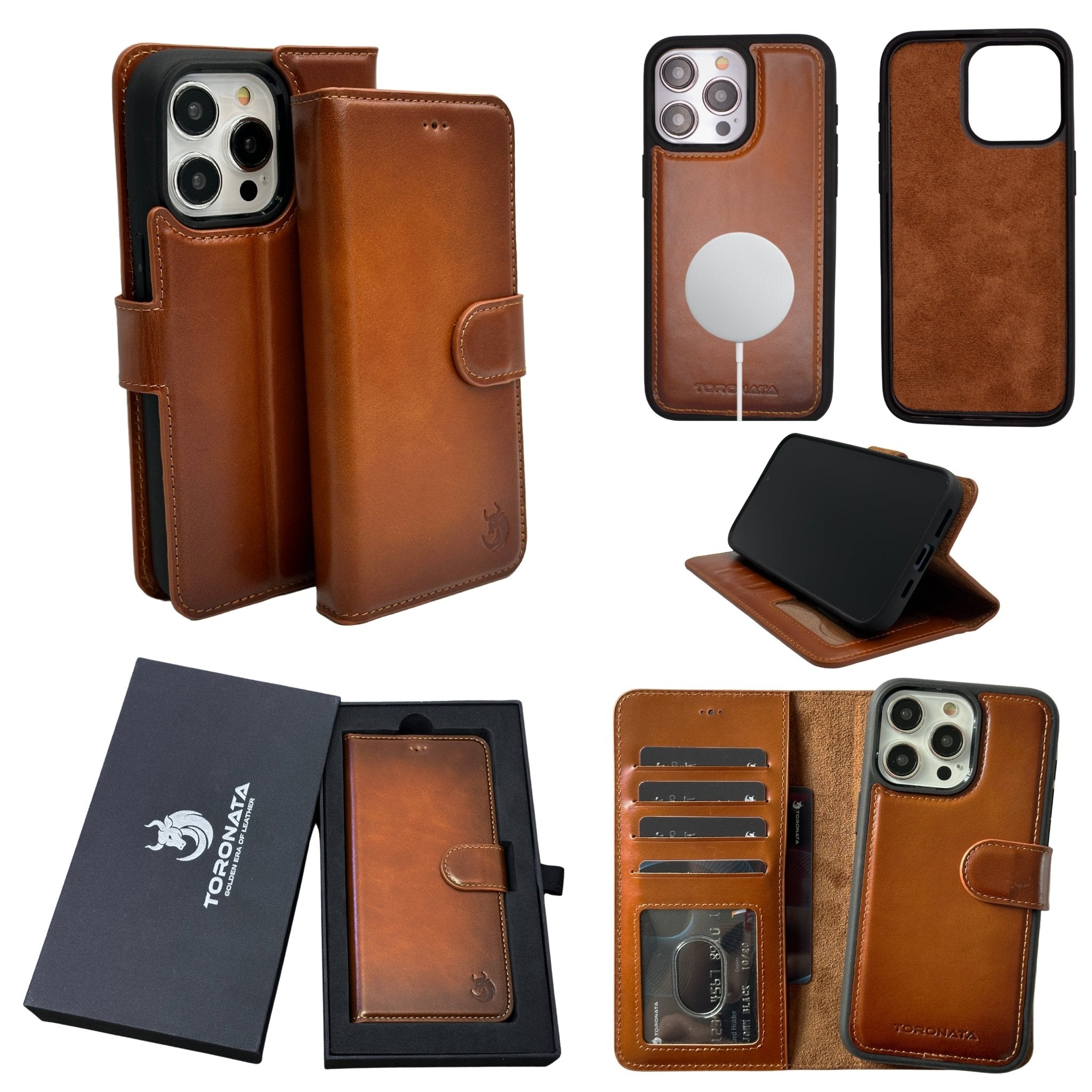 Leather iPhone 15 Pro Max Wallet Case MagSafe Compatible Vegas