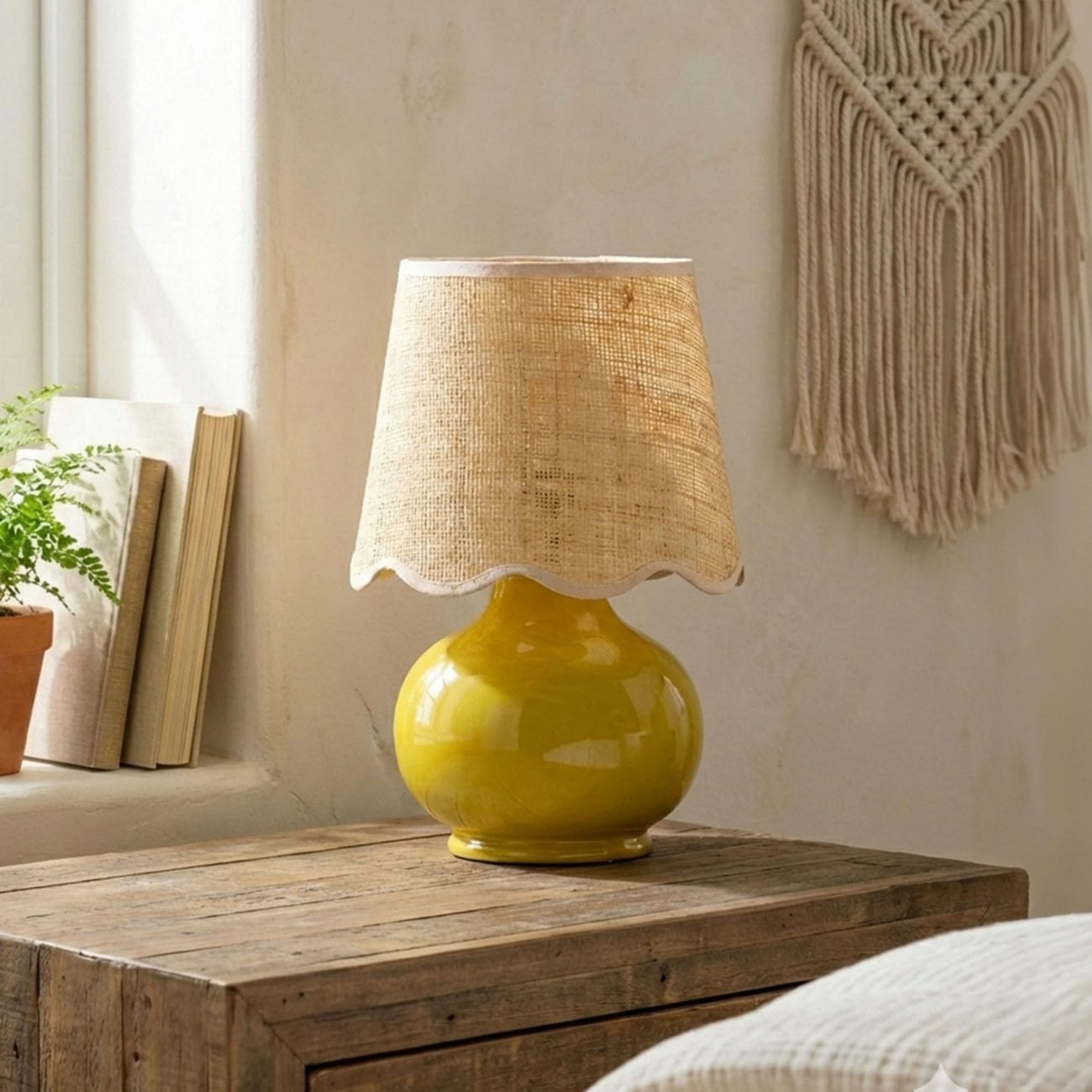 Benton Handmade Ceramic Table Lamp with Cotton Shade