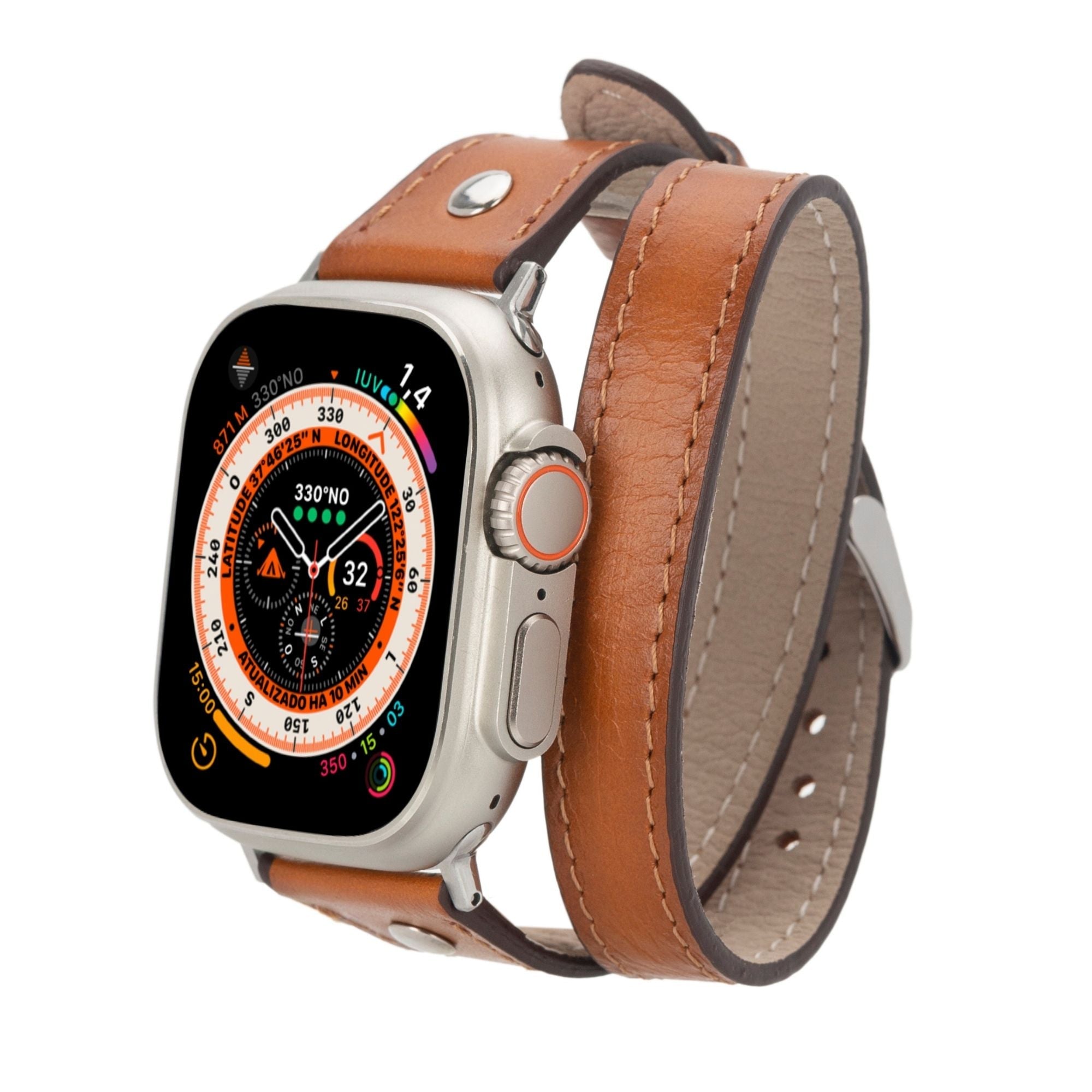 Basin Double Tour Leather Bands for Apple Watch 9, Ultra 2 & SE - 45/44/42mm - Tan - TORONATA