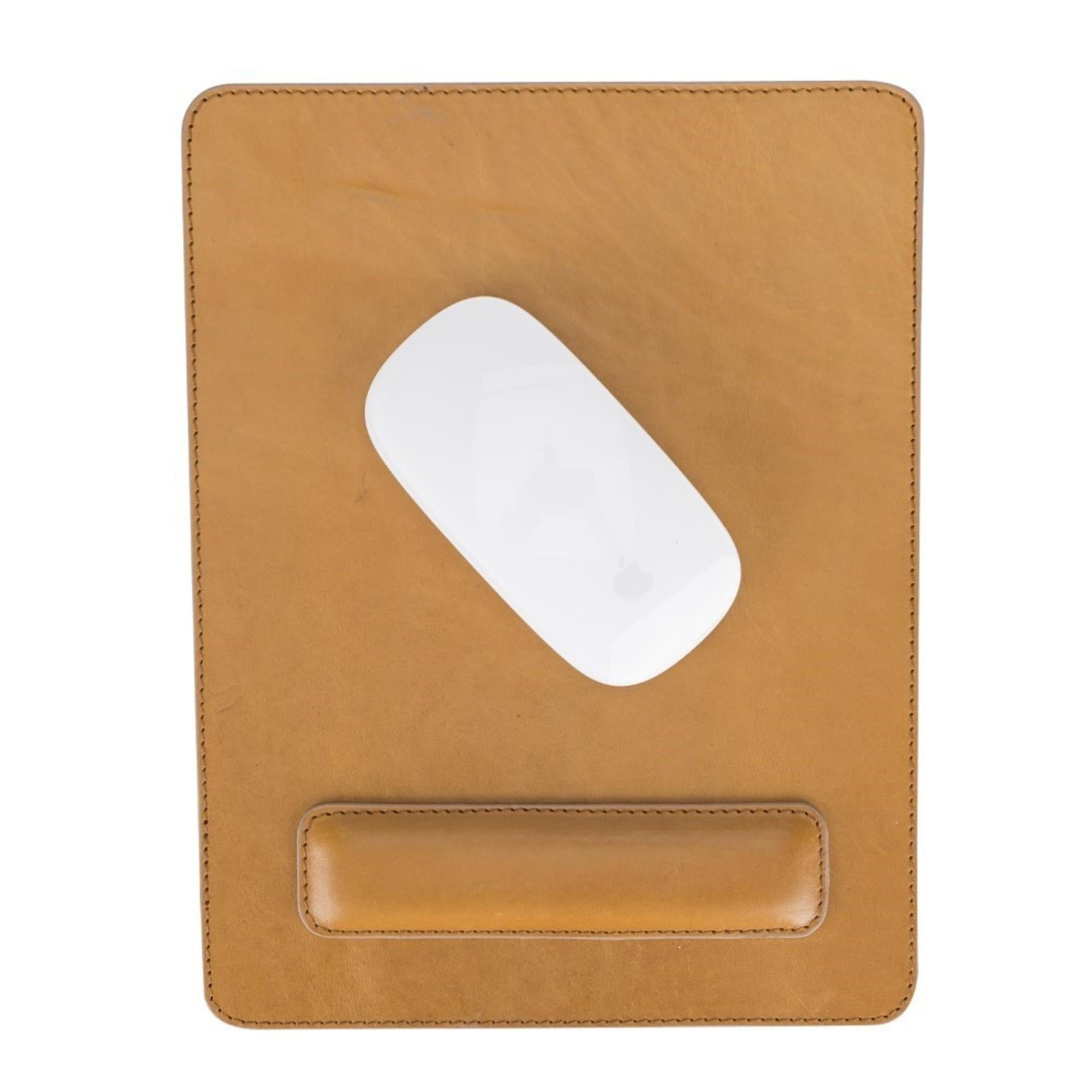 Boulder Full-Grain Leather Mouse Pad with Hand Support-Coffee---TORONATA