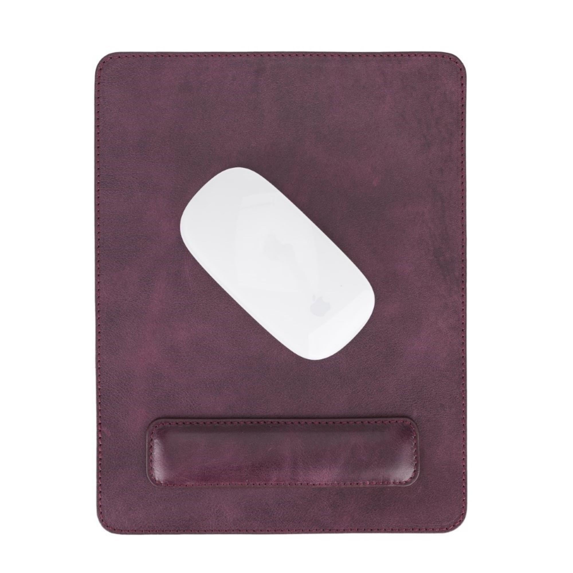 Boulder Full-Grain Leather Mouse Pad with Hand Support-Purple---TORONATA