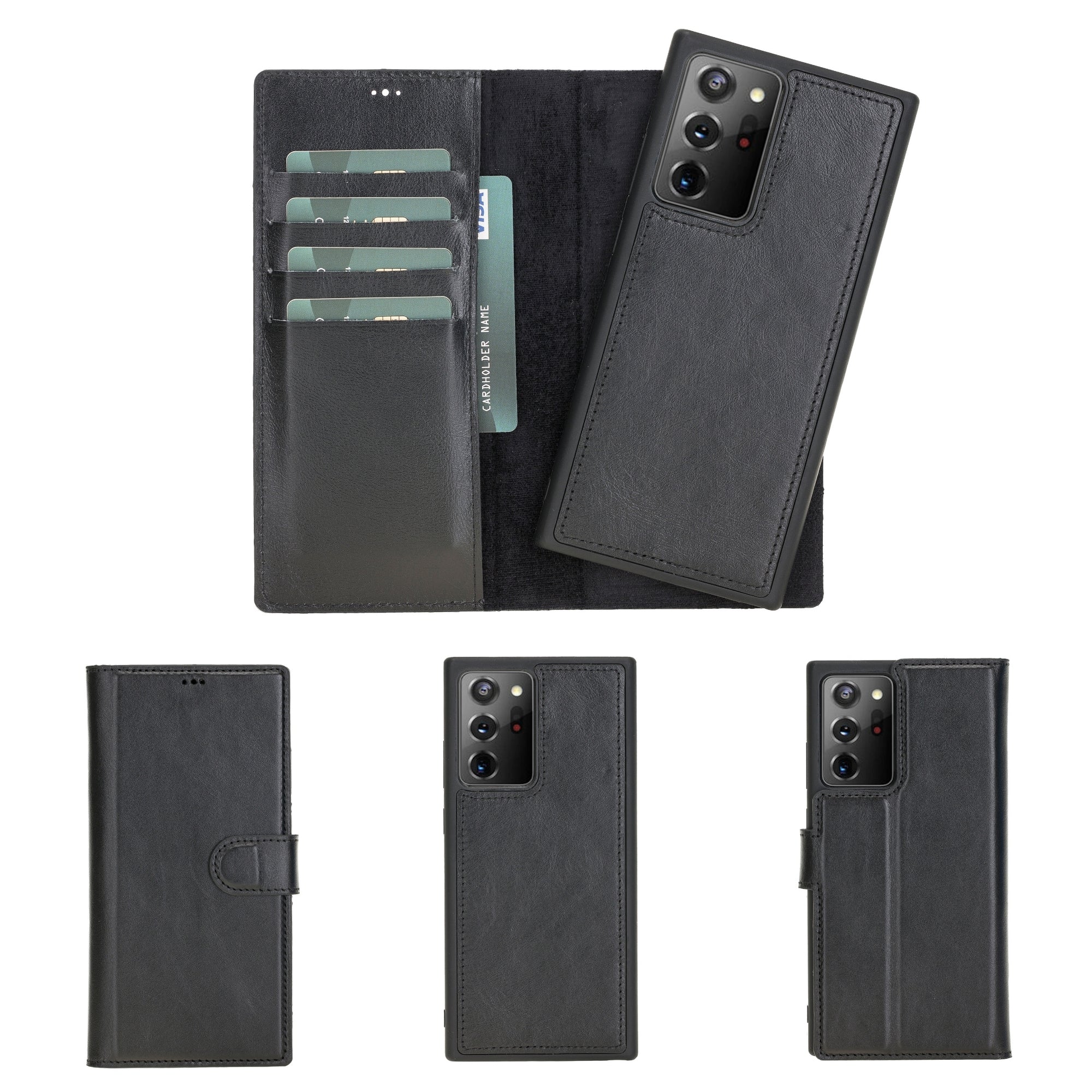 Buffalo Leather Samsung Galaxy Note 20 Ultra Wallet with Detachable Case-Black---TORONATA