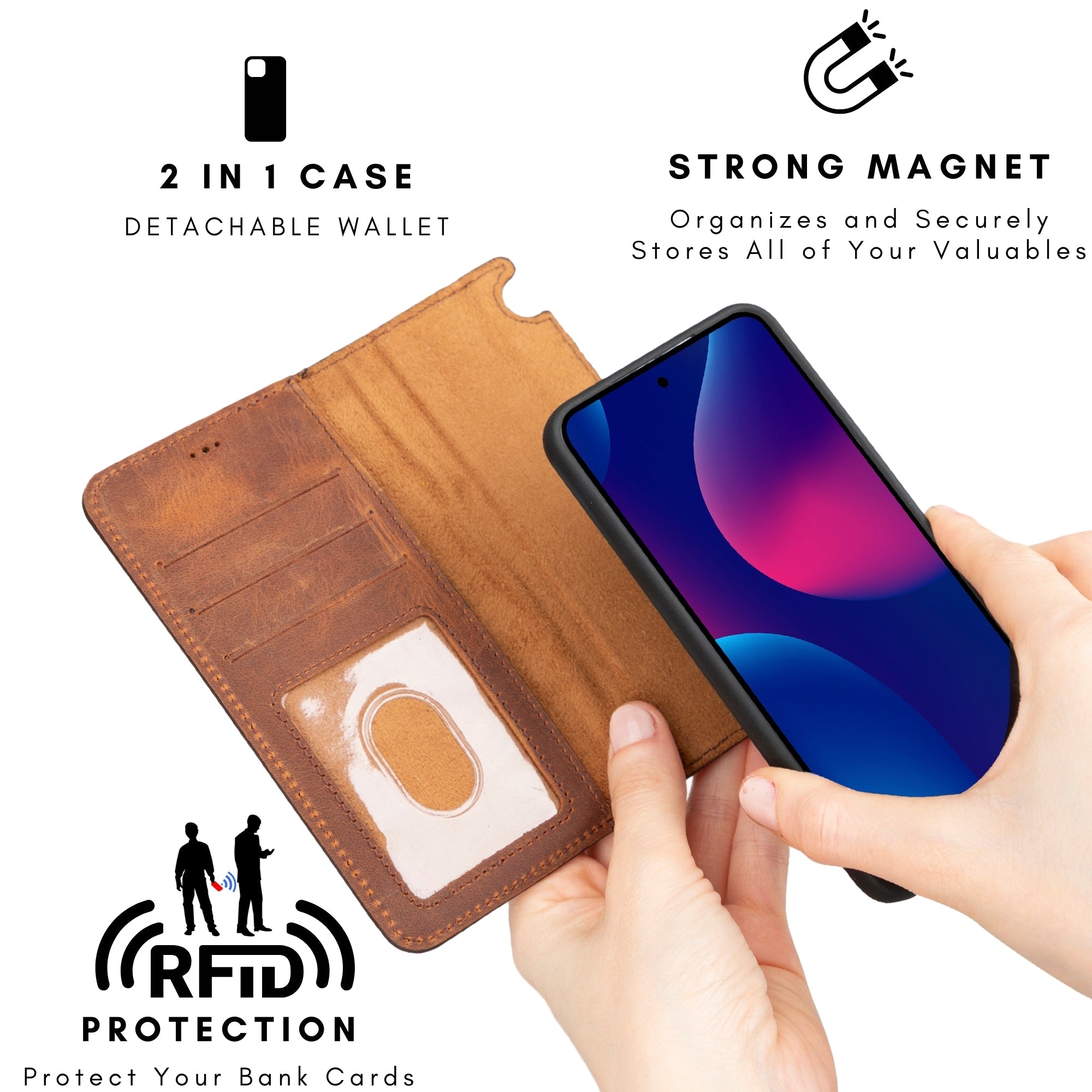 Buffalo Leather Samsung Galaxy S24 Plus Wallet with Detachable Case - TORONATA -