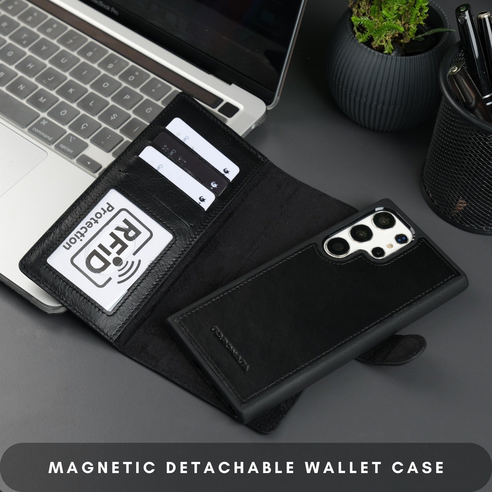 Buffalo Leather Samsung Galaxy S24 Ultra Wallet with Detachable Case - TORONATA -