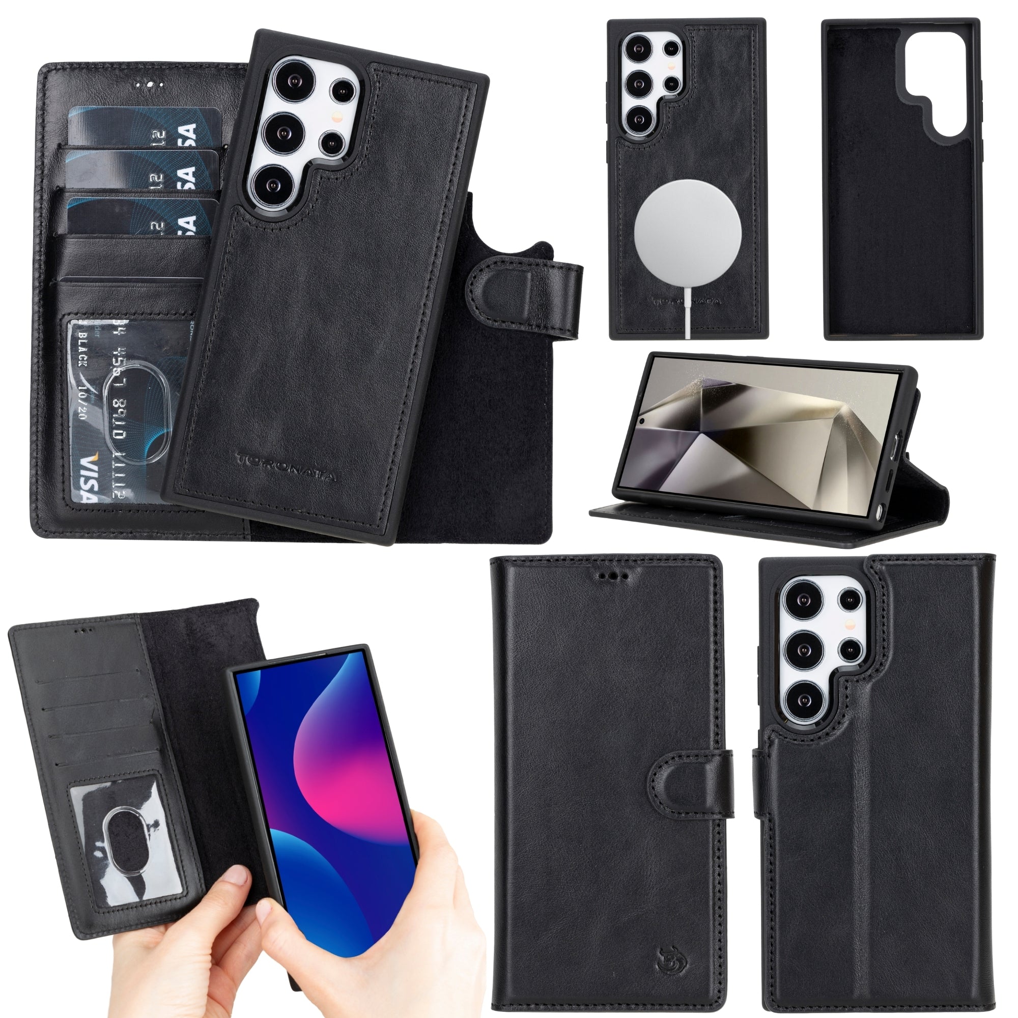 Buffalo Leather Samsung Galaxy S24 Ultra Wallet with Detachable Case - TORONATA -
