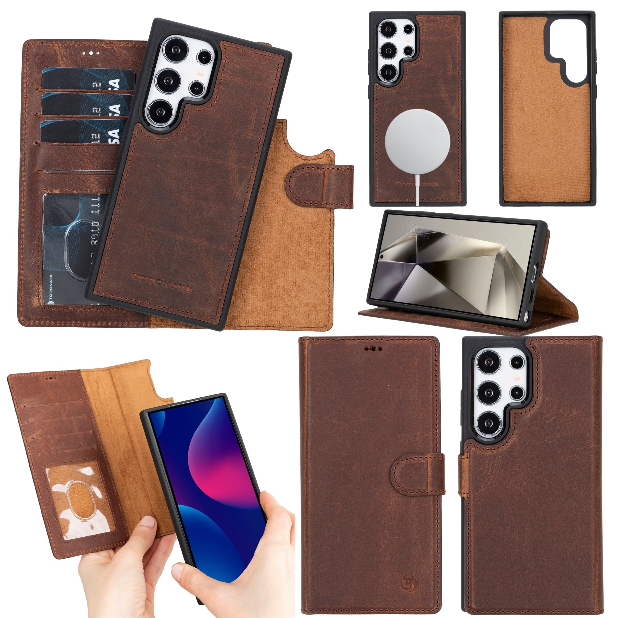Buffalo Leather Samsung Galaxy S24 Ultra Wallet with Detachable Case - TORONATA -