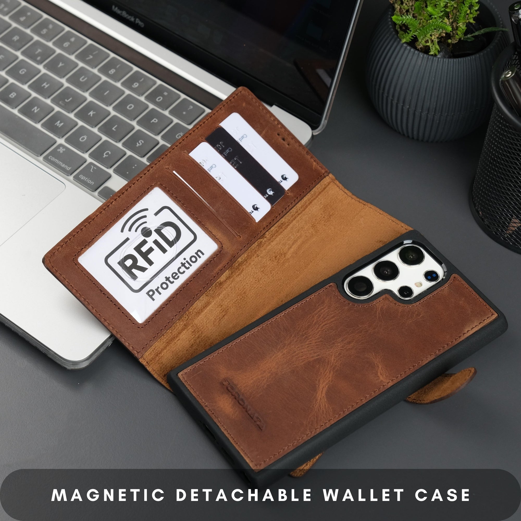 Buffalo Leather Samsung Galaxy S24 Ultra Wallet with Detachable Case - TORONATA -