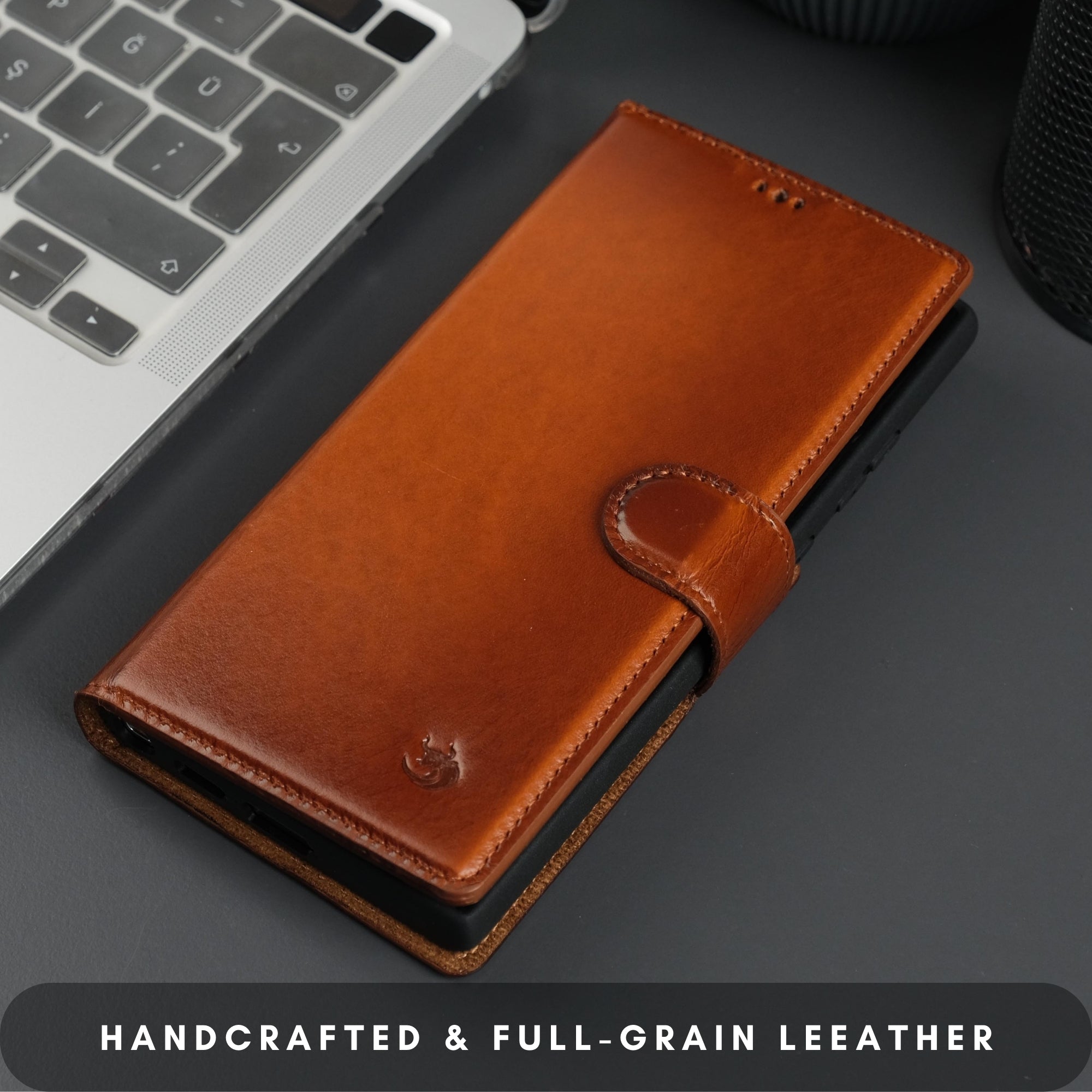 Buffalo Leather Samsung Galaxy S24 Ultra Wallet with Detachable Case-Tan---TORONATA