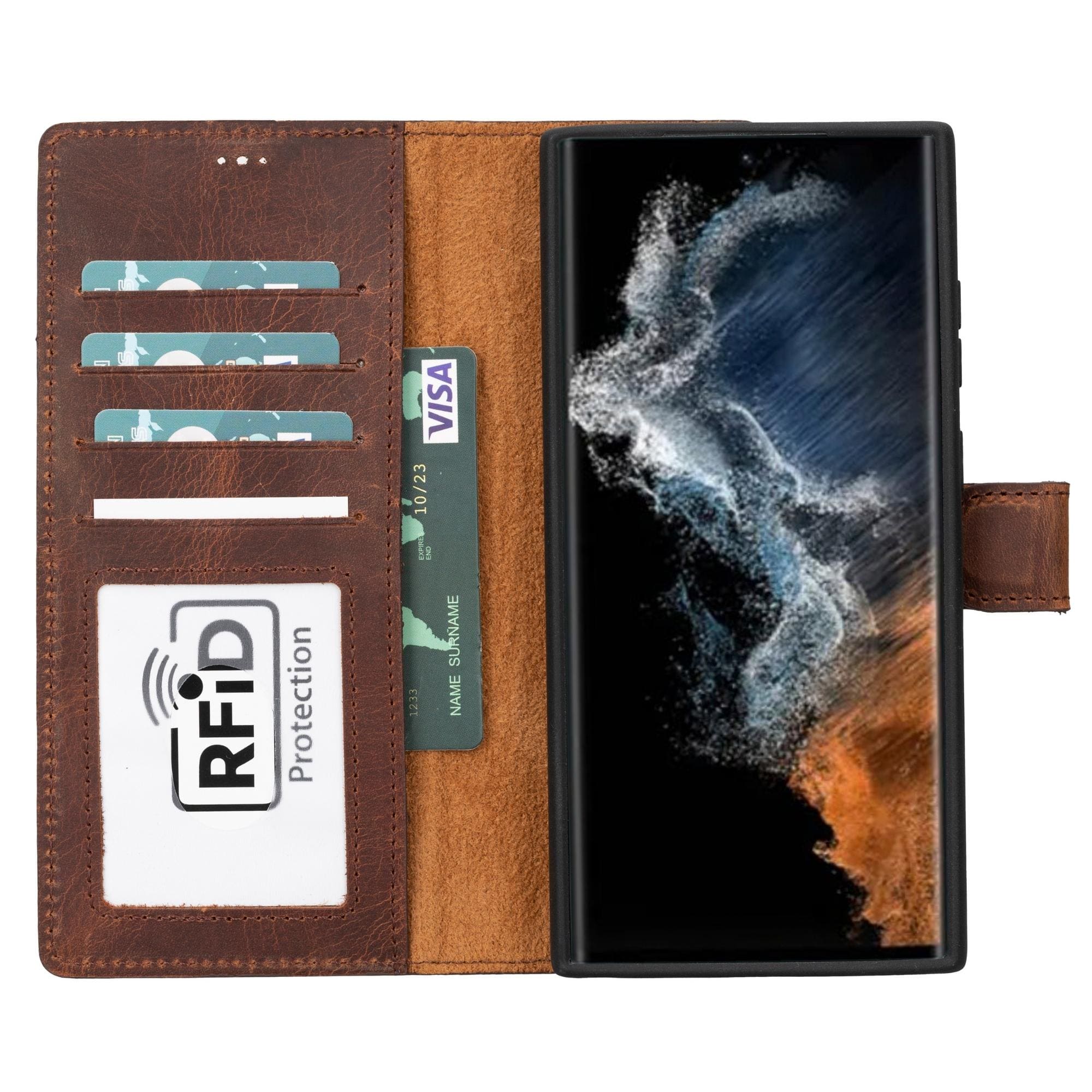 buffalo samsung galaxy s23 series detachable leather wallet case - galaxy s23 ultra - tan - toronata