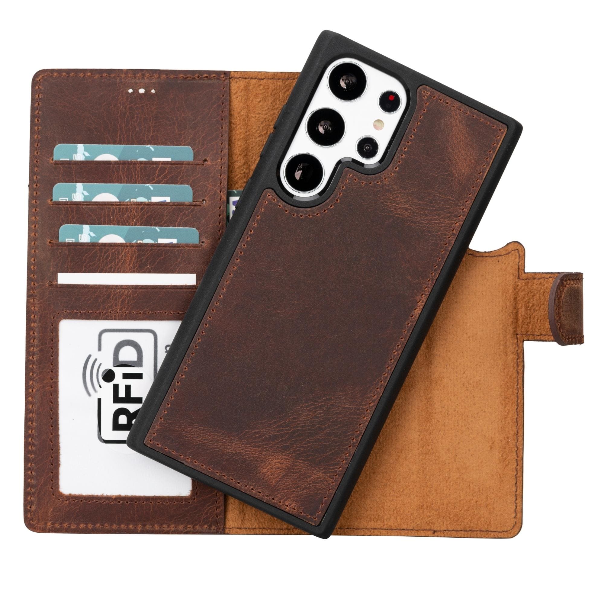 buffalo samsung galaxy s23 series detachable leather wallet case - galaxy s23 ultra - tan - toronata