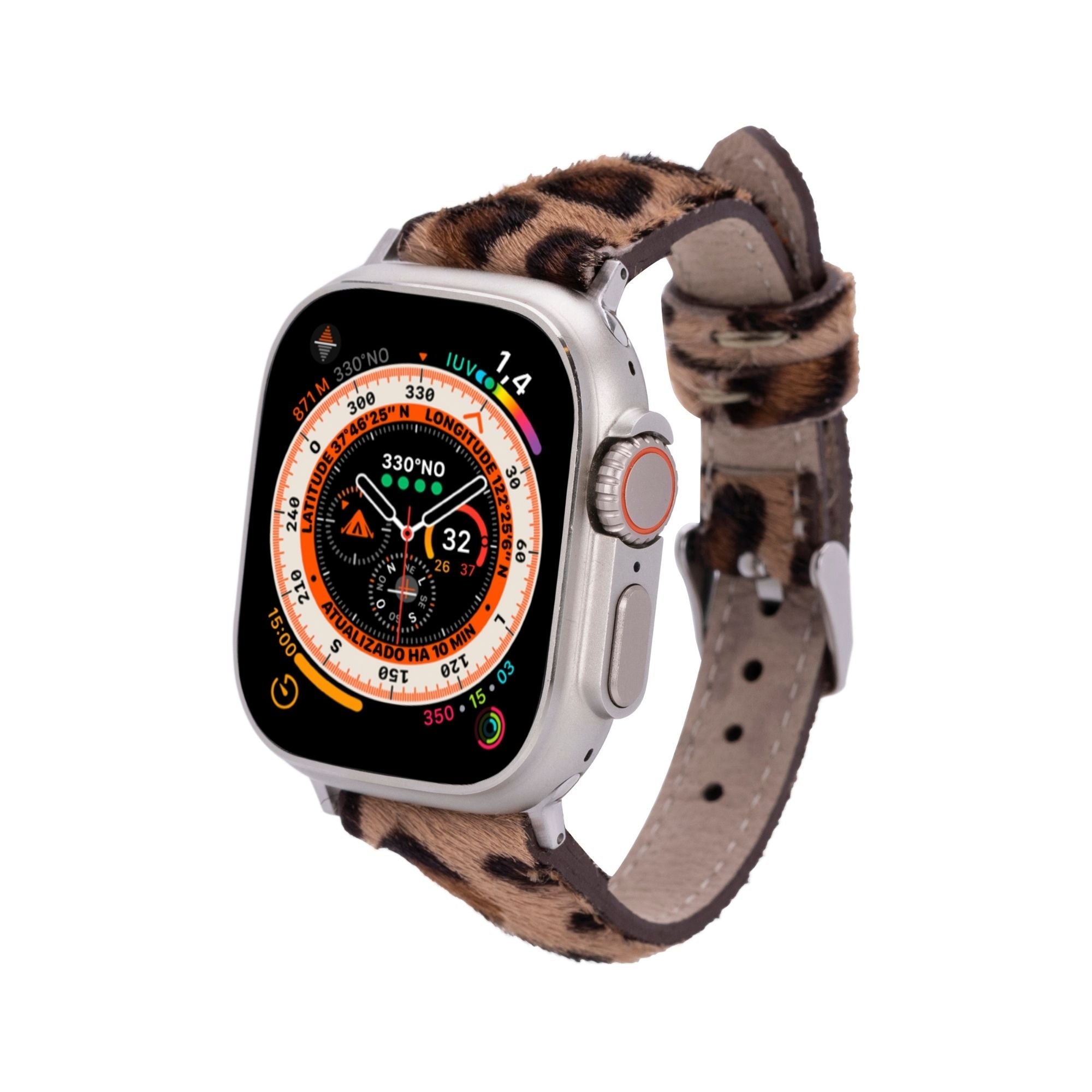 buford slim leather bands for apple watch 9, ultra 2 & se - toronata - #color_leopard-hairy