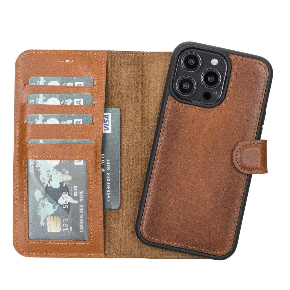 casper iphone 12 series detachable leather wallet case - toronata - #color_brown
