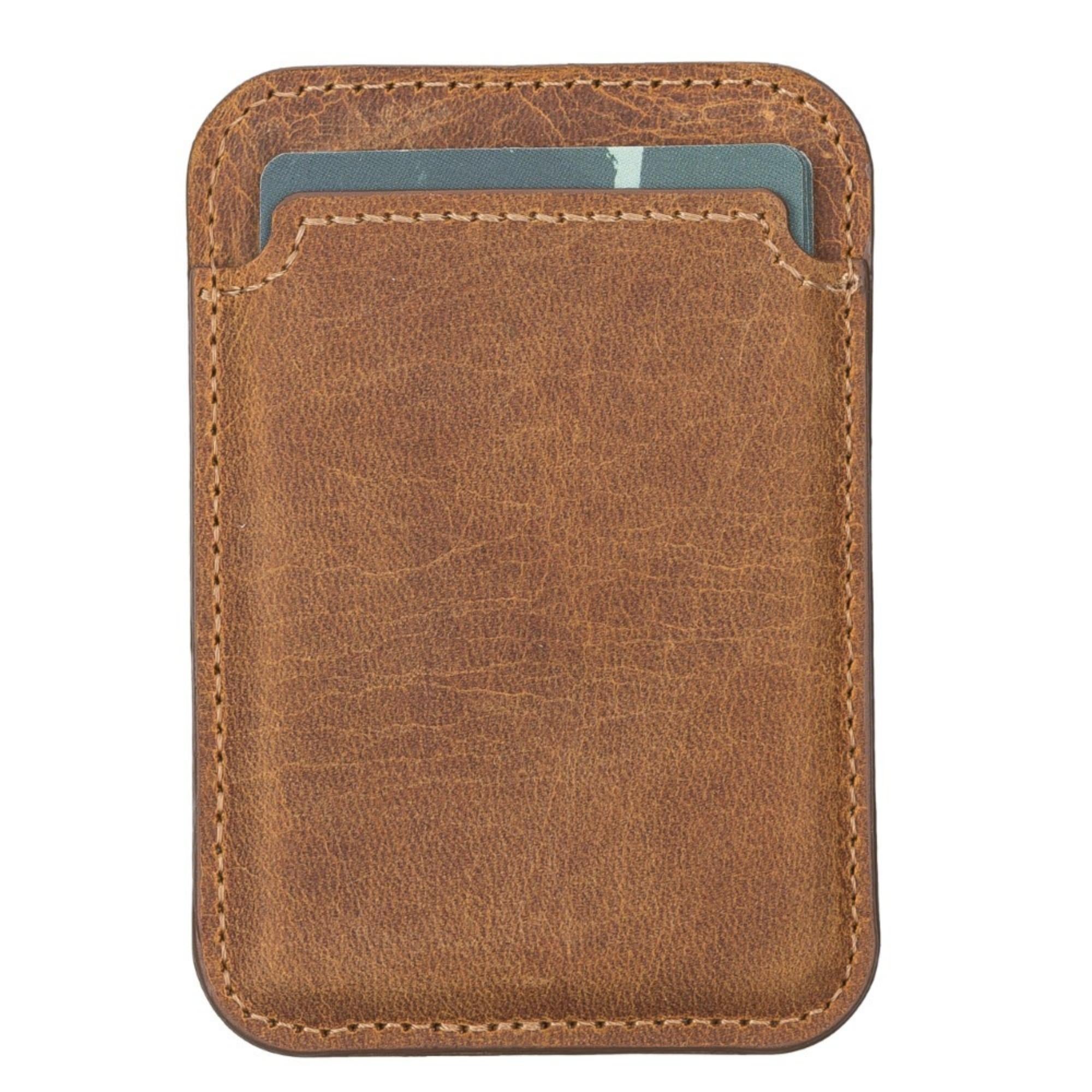 cortland full-grain leather card holder wallet with magnet - toronata -