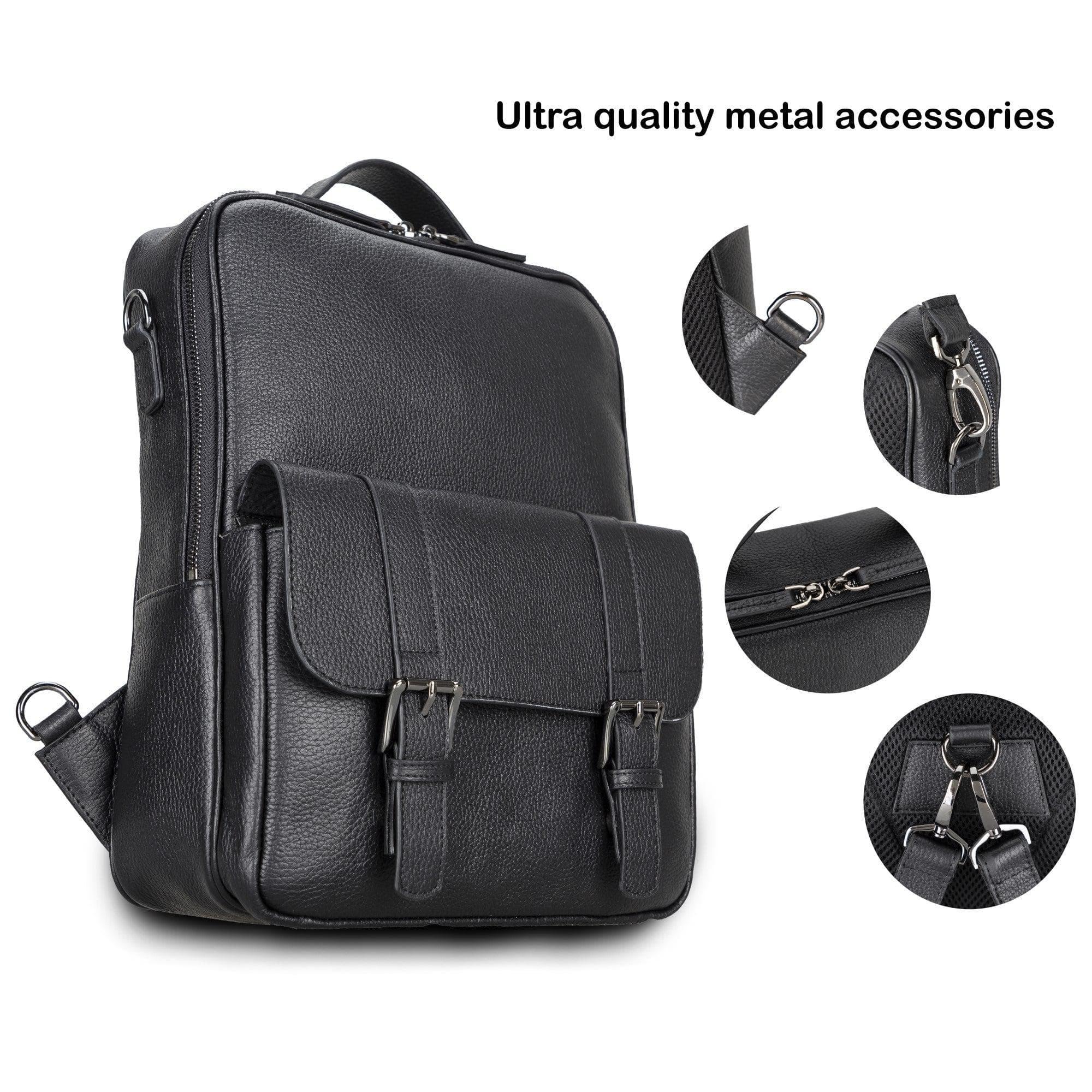 elmira leather laptop backpack for men and women - toronata - #color_black