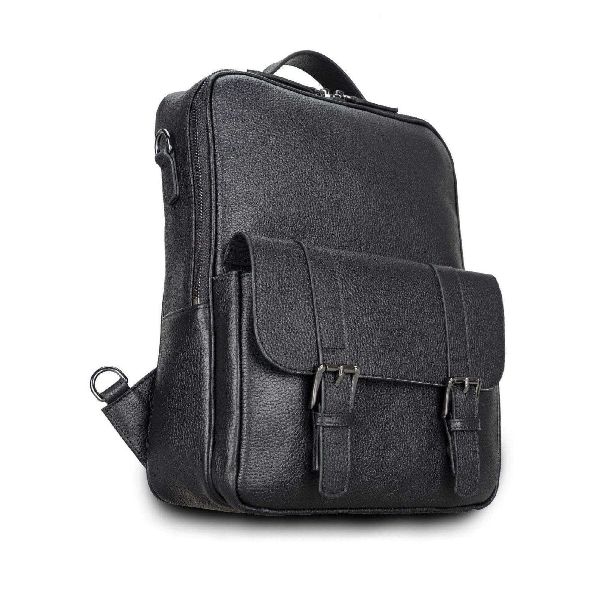 elmira leather laptop backpack for men and women - toronata - #color_black