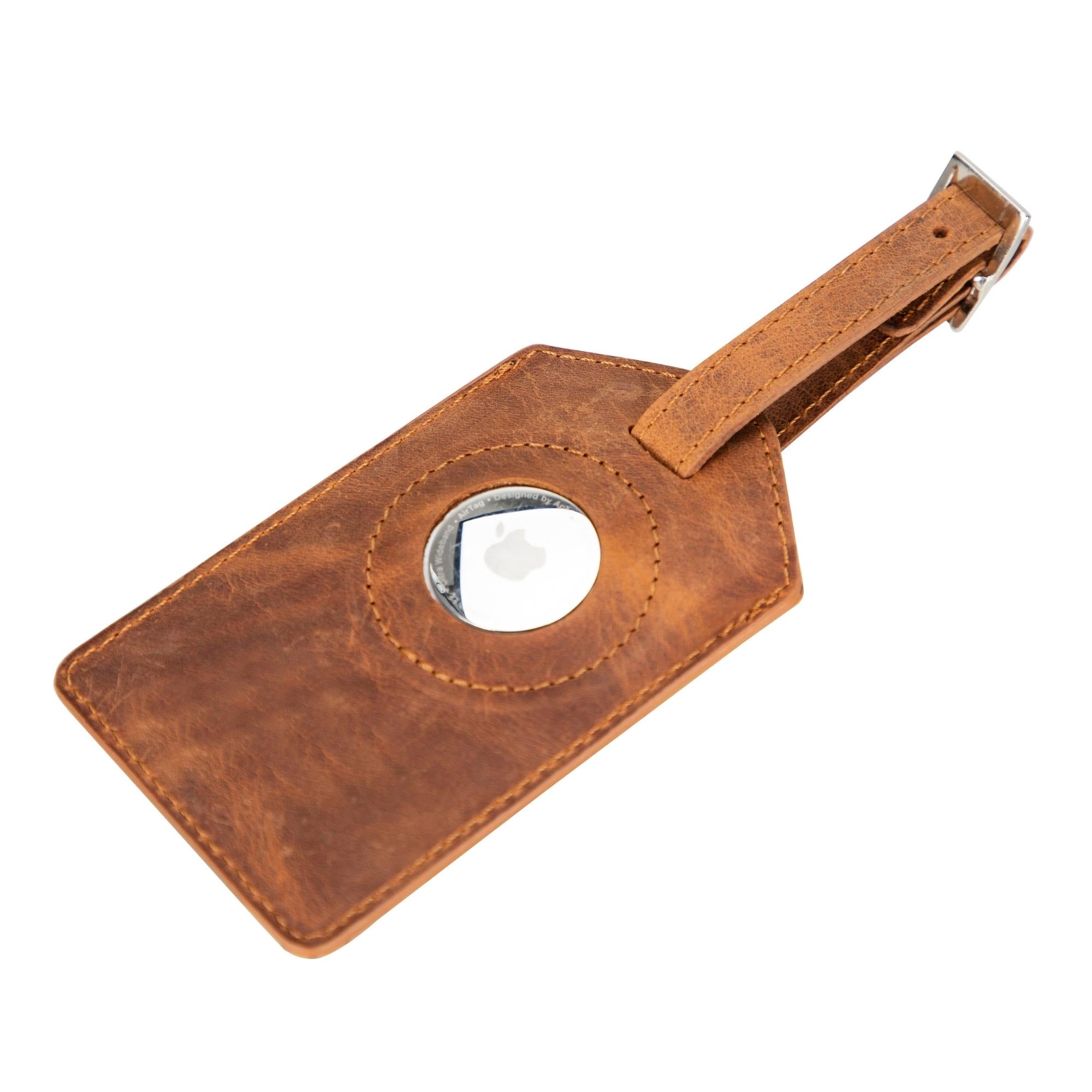 estes genuine leather luggage tag with airtag slot - toronata -