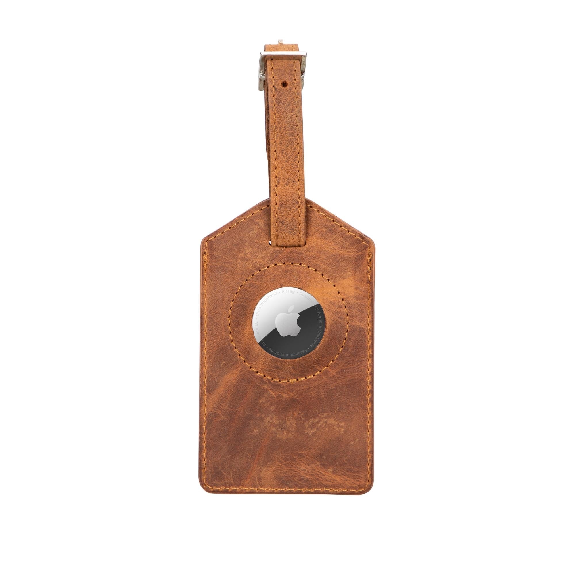 estes genuine leather luggage tag with airtag slot - toronata -