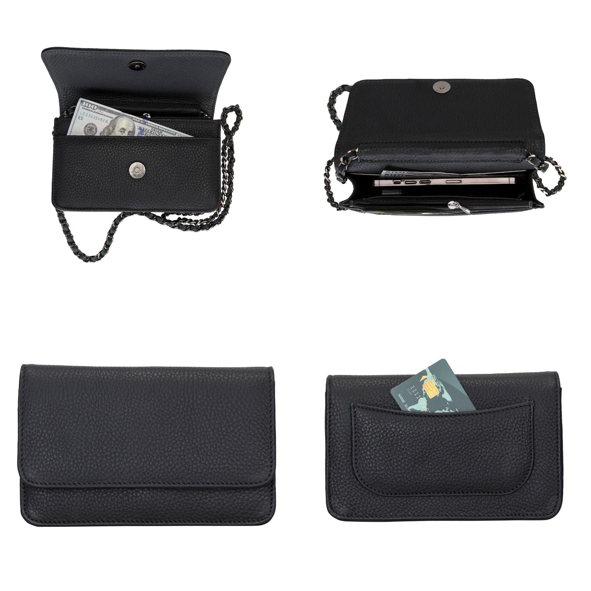 evanston minimalist leather handbag for women - toronata - #color_black