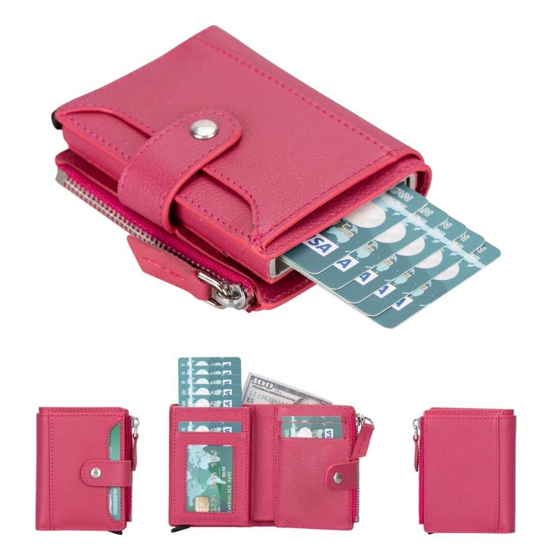 glenrock genuine cowhide leather pop up card holder wallet - toronata -