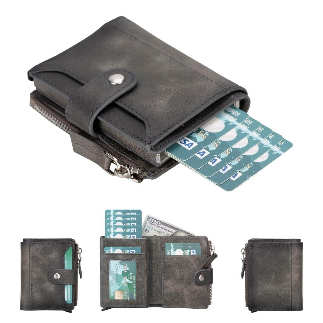 glenrock genuine cowhide leather pop up card holder wallet - toronata -