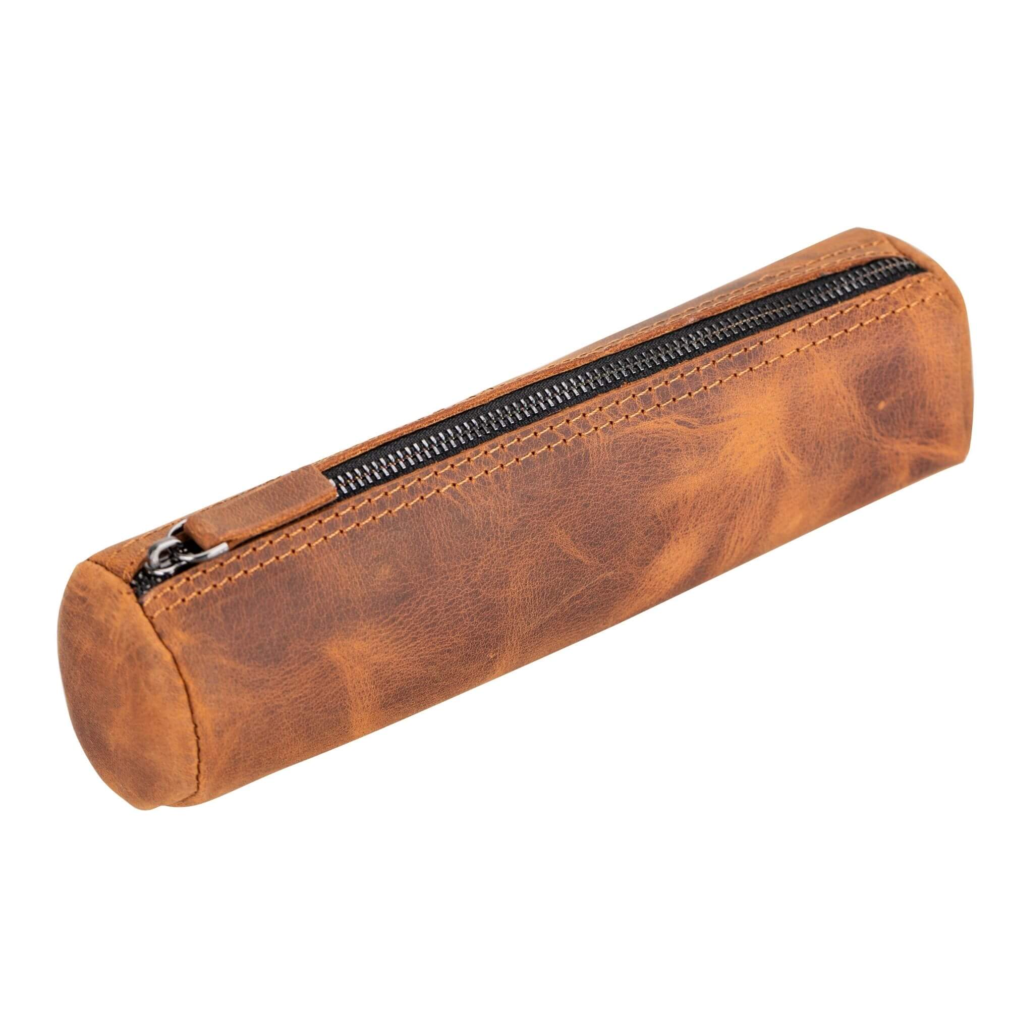 Handmade Genuine Cow Leather Pencil Case - Dark Brown - TORONATA