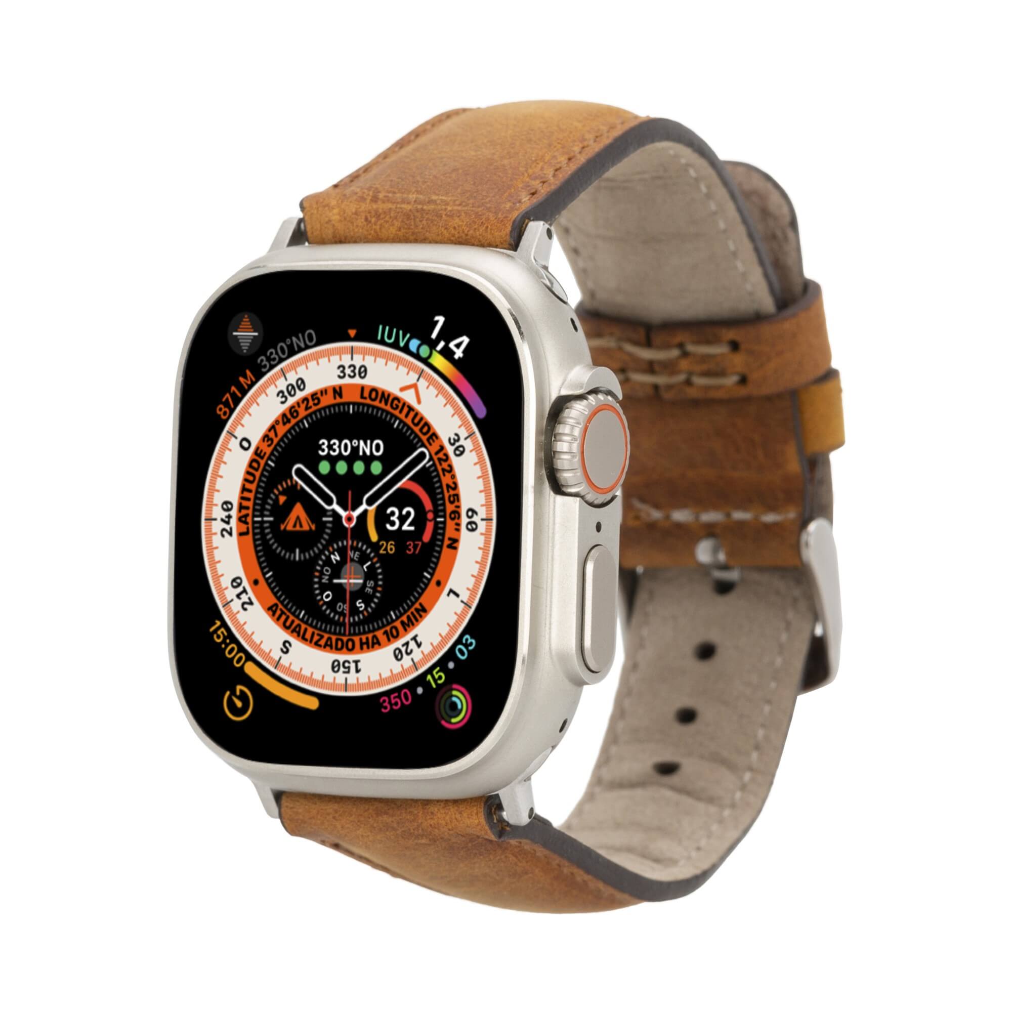 Jackson Leather Bands for Apple Watch Ultra,8,7 and SE - 45/44/42mm - Brown - TORONATA