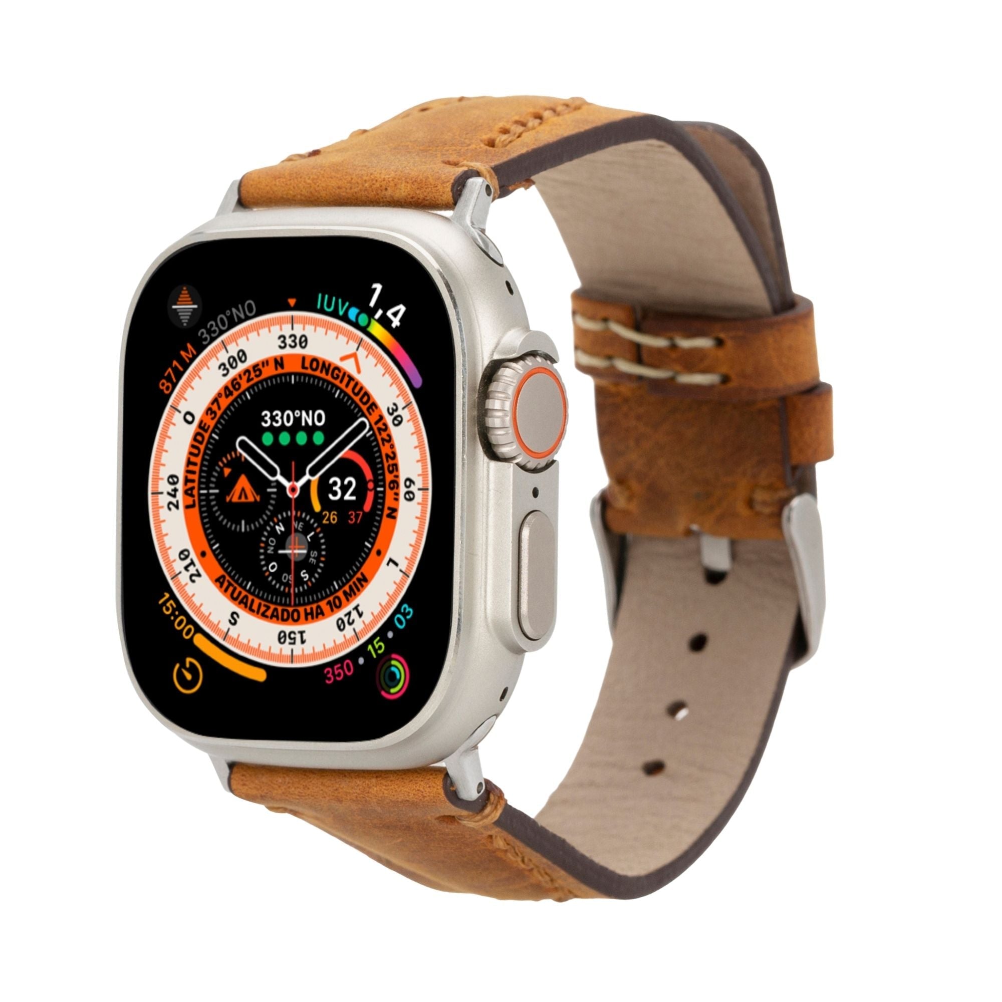 Jeffrey Leather Bands for Apple Watch Ultra,8,7 and SE - 45/44/42mm - Brown - TORONATA