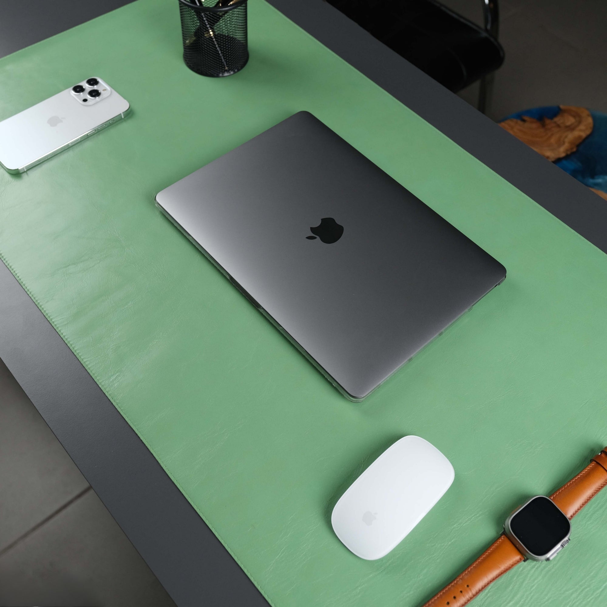 Jersey Green Leather Desk Pad for Office and Home - TORONATA - color_ Green