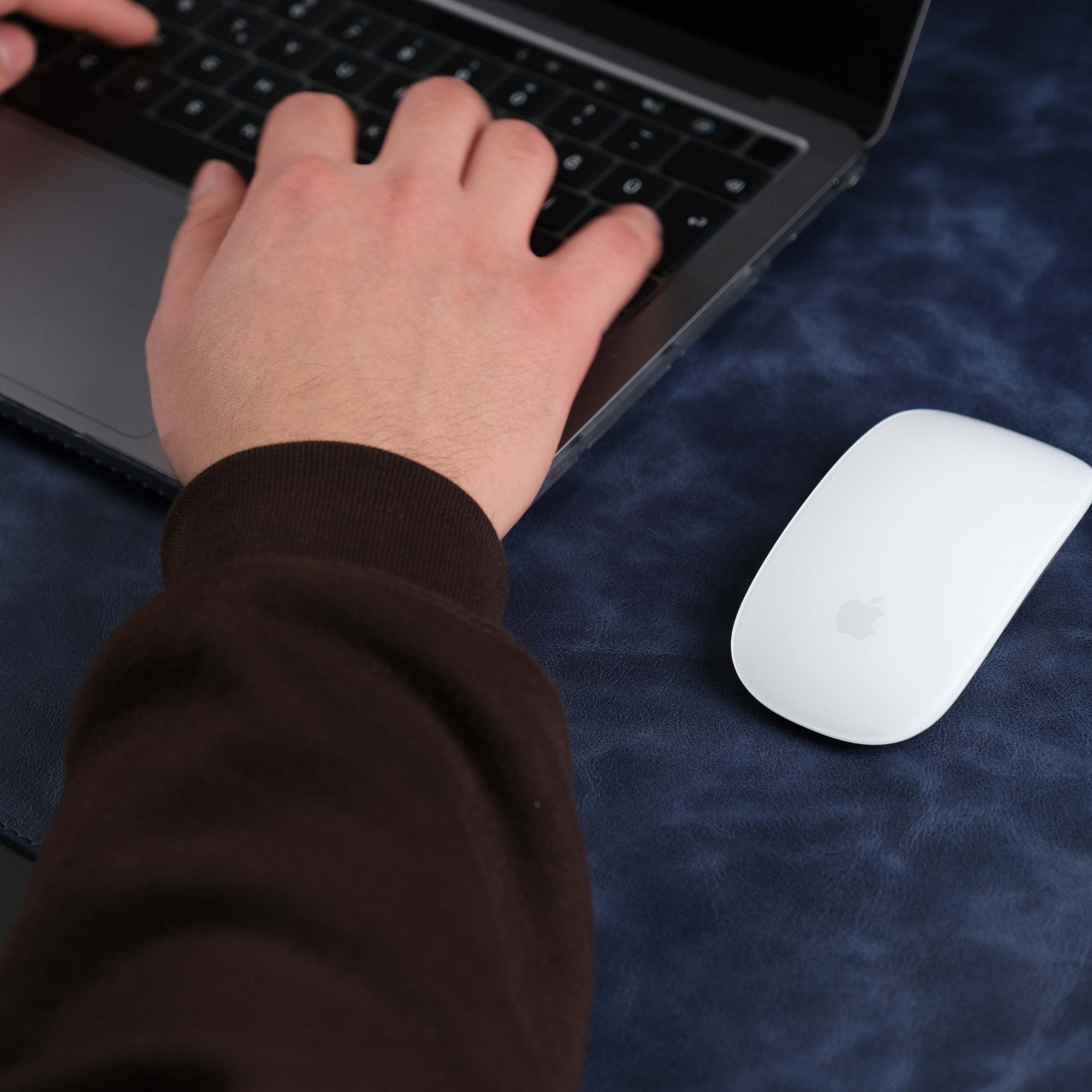 Jersey Navy Blue Leather Desk Pad for Office and Home - TORONATA - color_