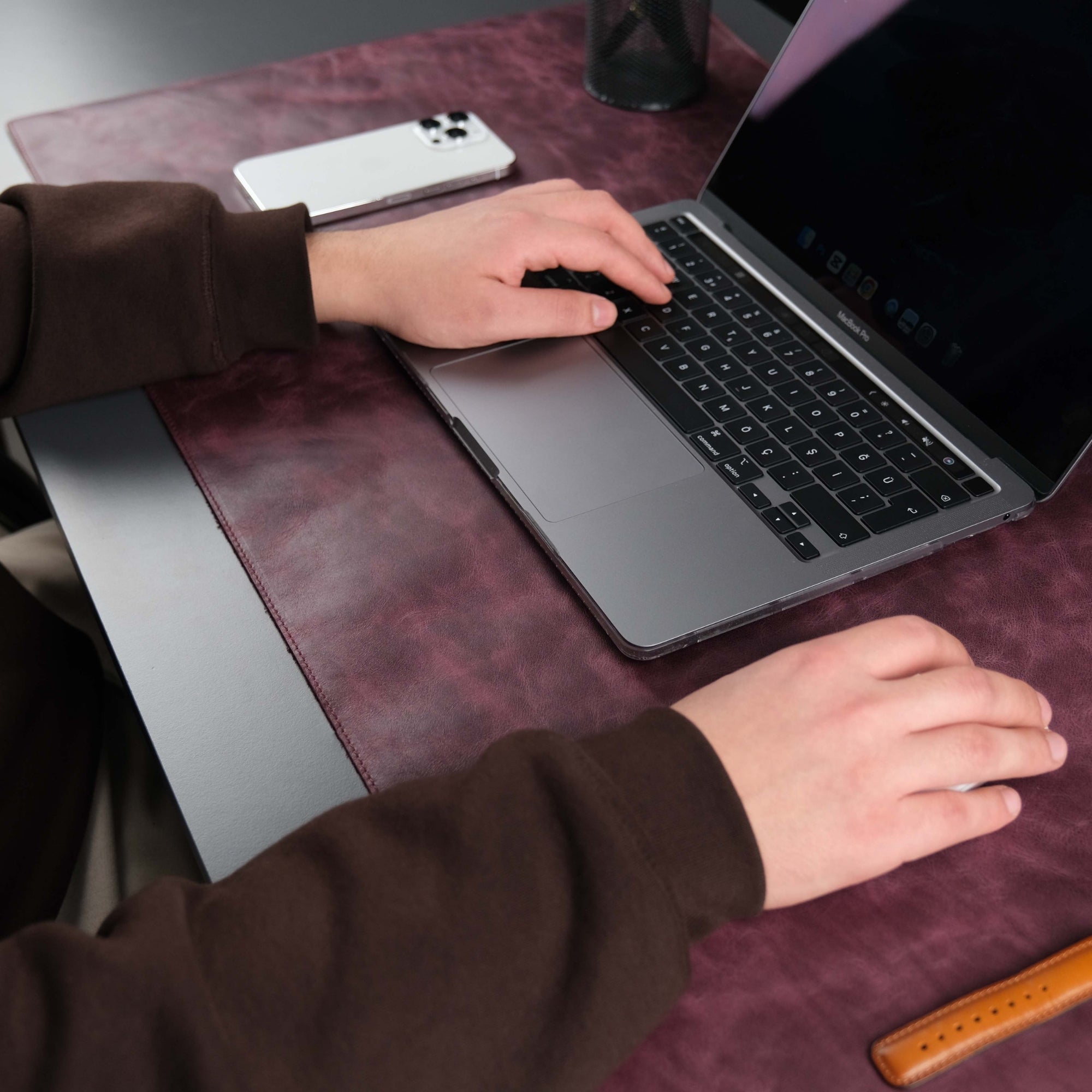 Jersey Purple Leather Desk Pad for Office and Home - TORONATA - color_