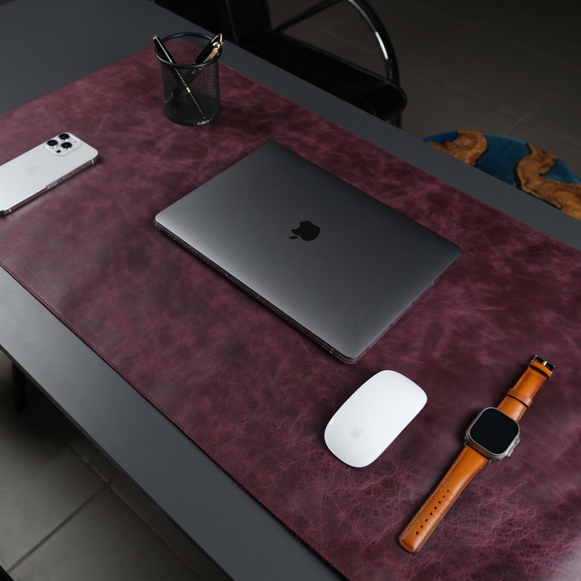 Jersey Purple Leather Desk Pad for Office and Home - TORONATA - color_ Purple